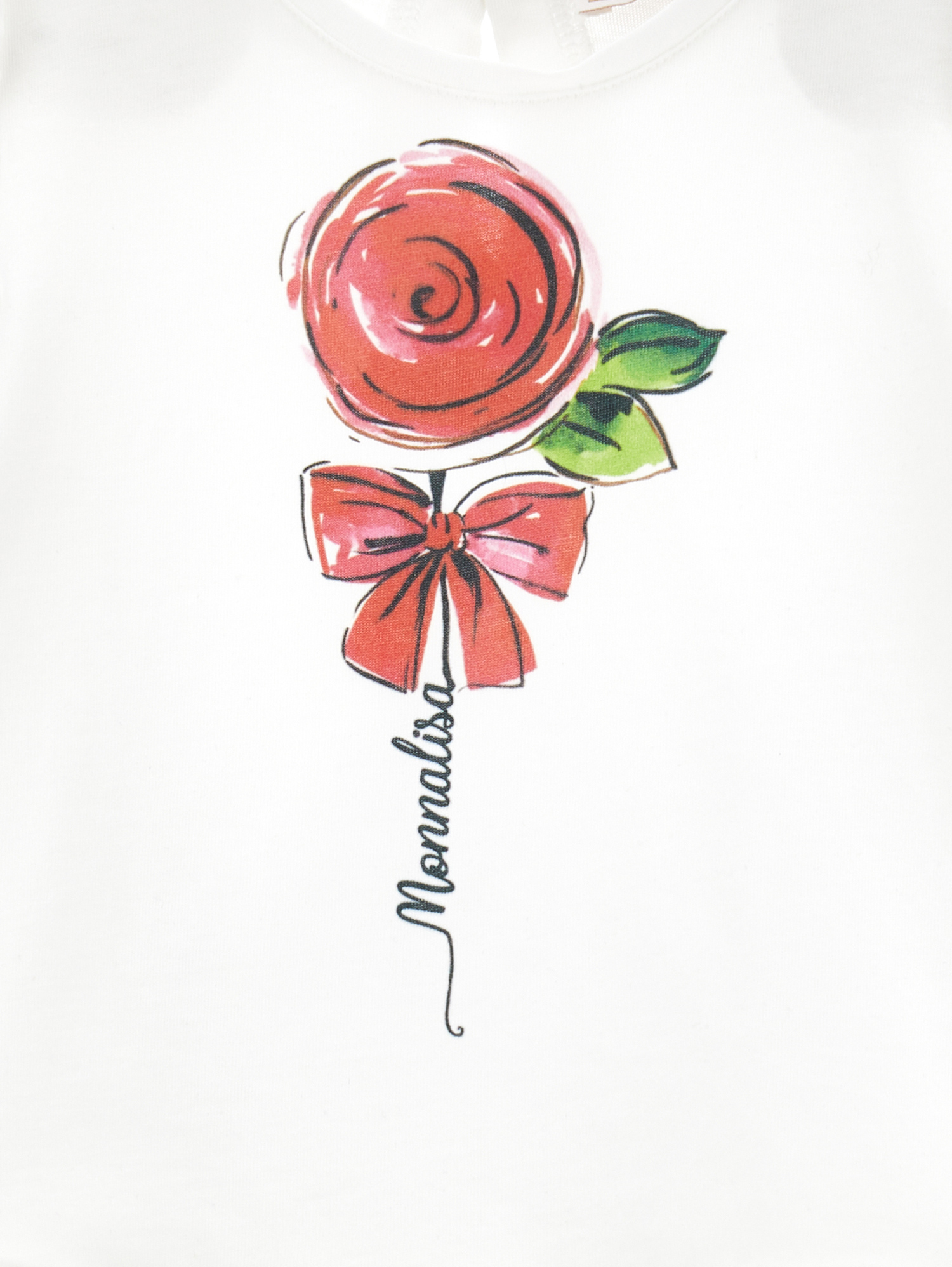 Shop Monnalisa Rose Print Jersey Maxi T-shirt In Cream