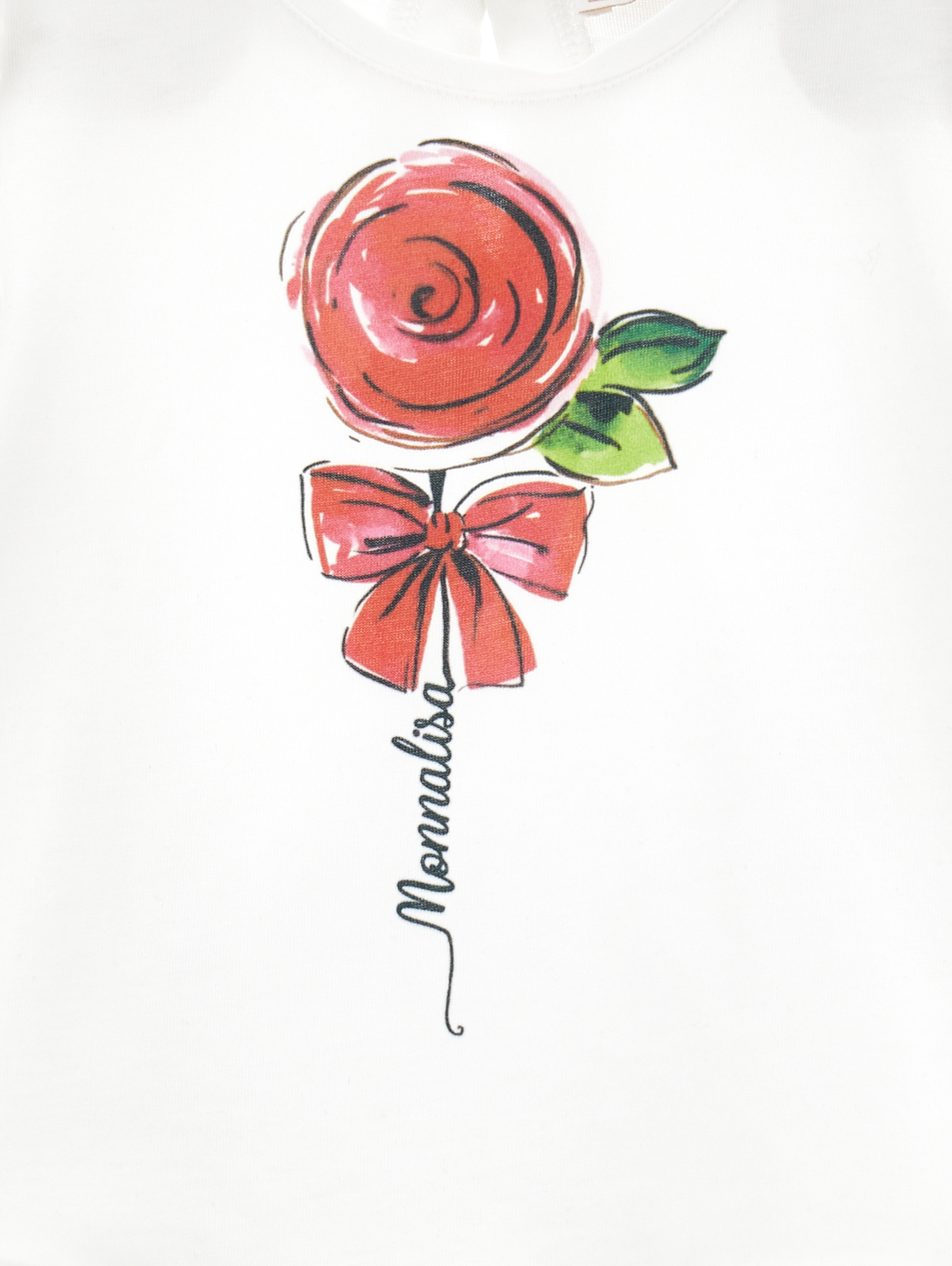 Monnalisa Rose Print Jersey Maxi T-shirt In Cream