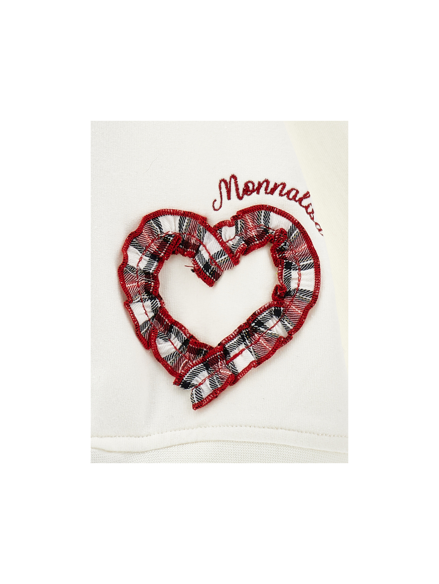 Monnalisa Heart Zip-up Sweatshirt In Cream