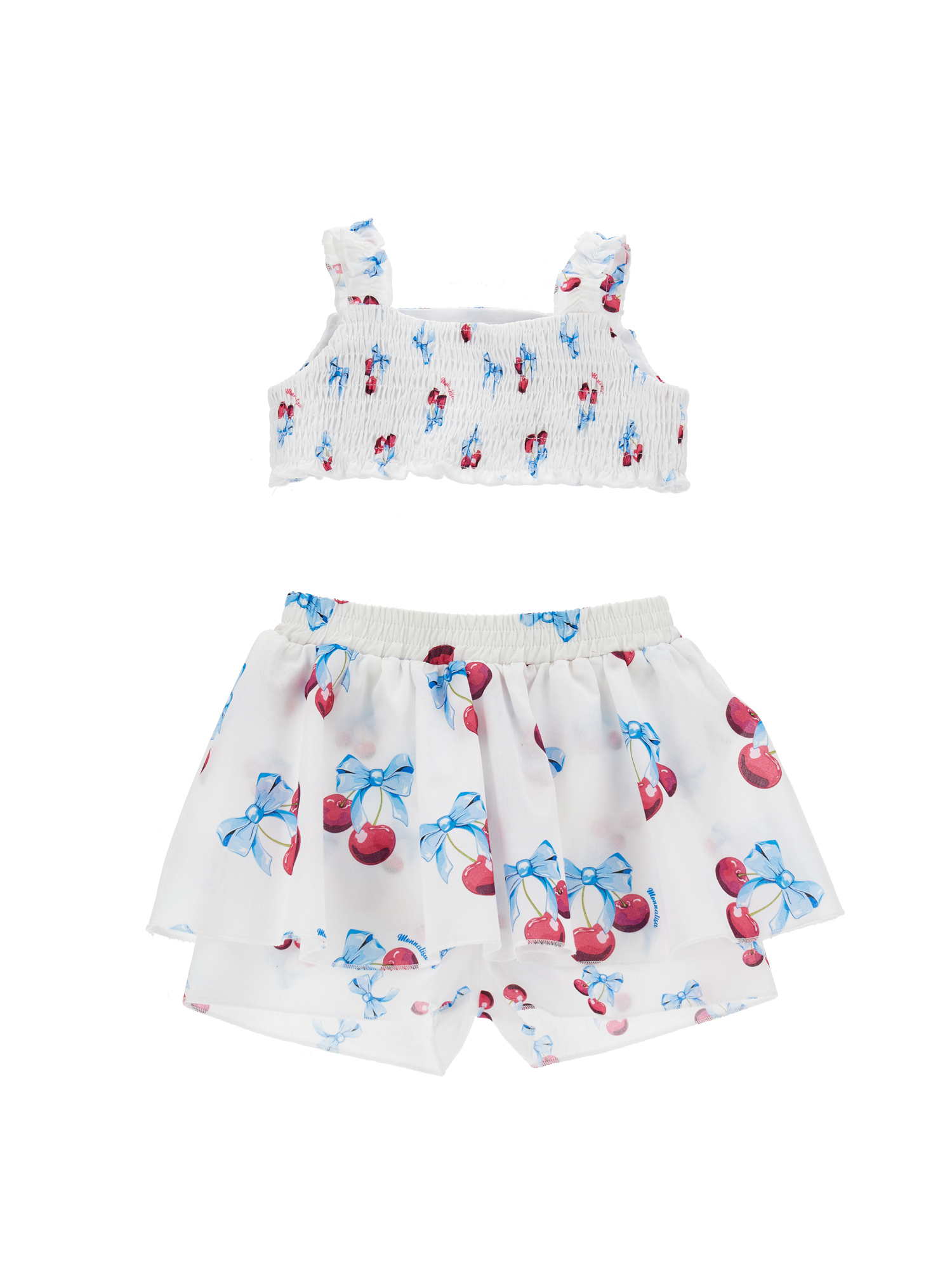 Shop Monnalisa Cherry Beach Set In White + Red