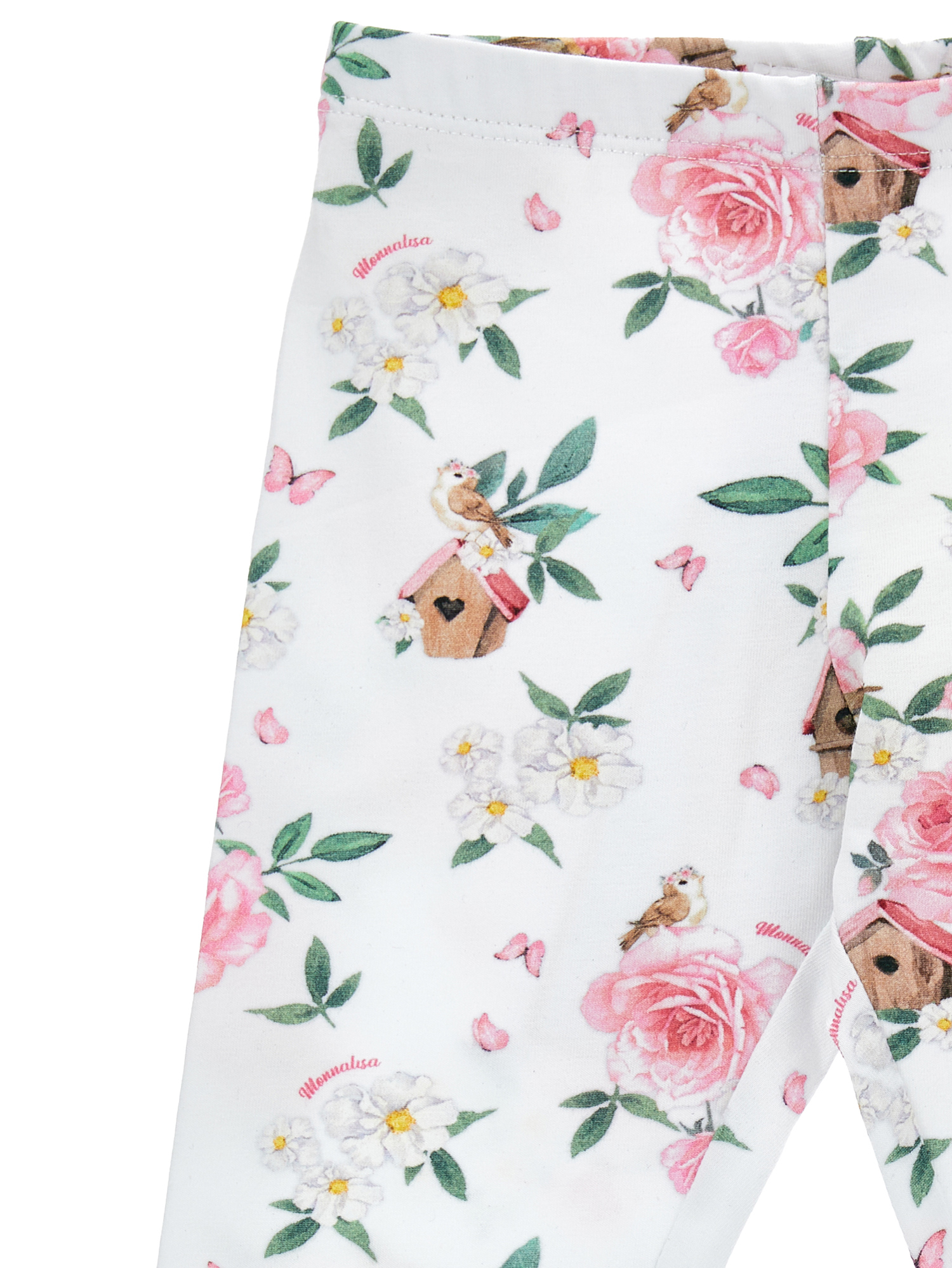 Monnalisa botanical-print stretch-cotton leggings - White