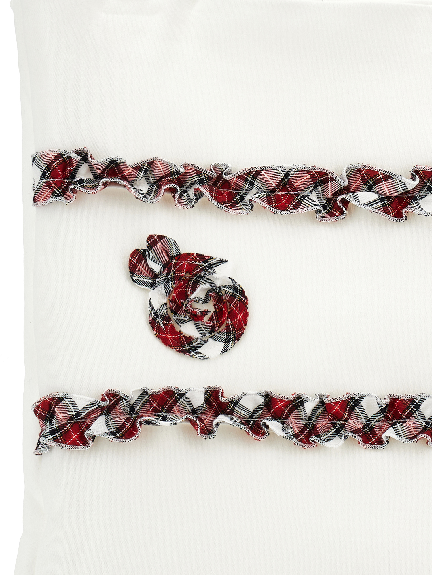 Monnalisa Tartan Sleeping Bag In Cream + Ruby Red