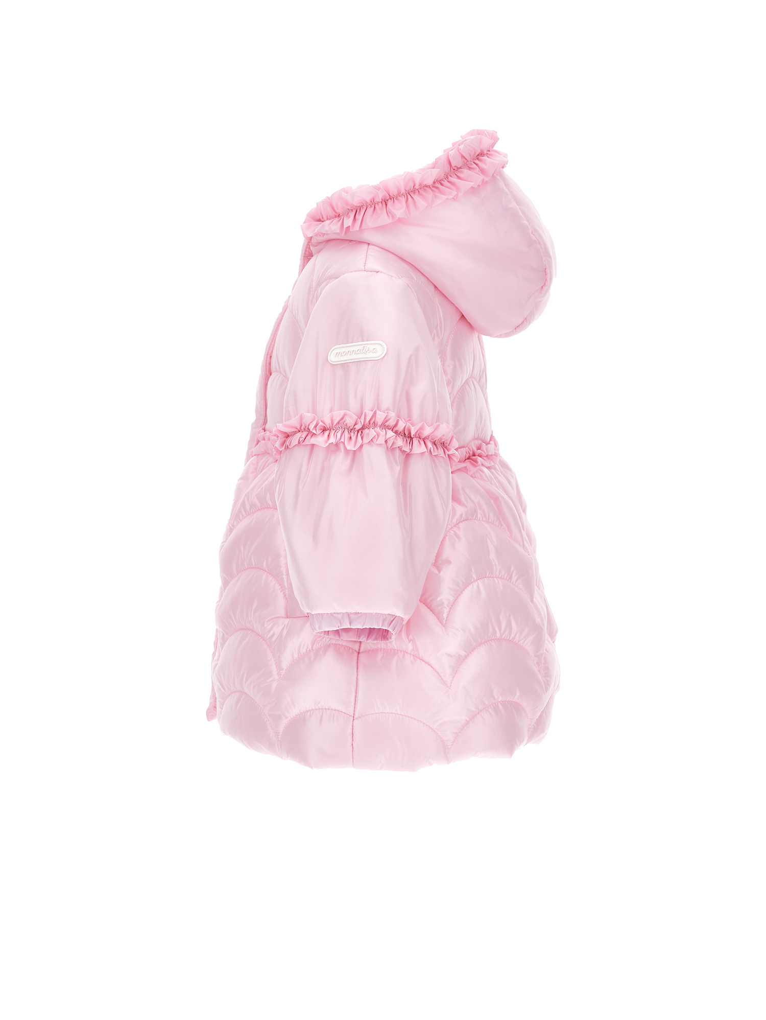 Monnalisa Quilted Coat With Hood In Rosa Fairy Tale