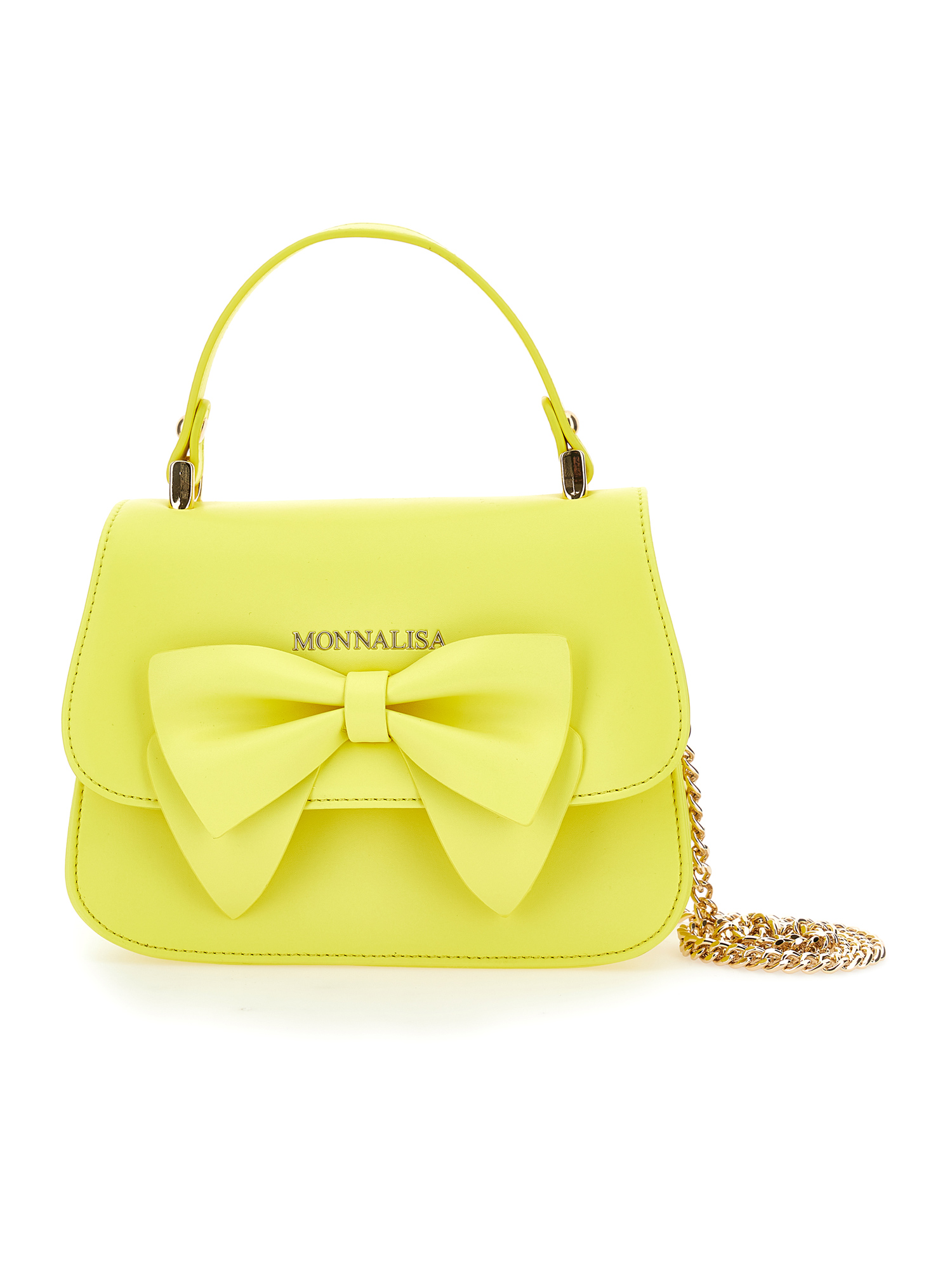 Monnalisa Regenerated Leather Bag In Light Yellow