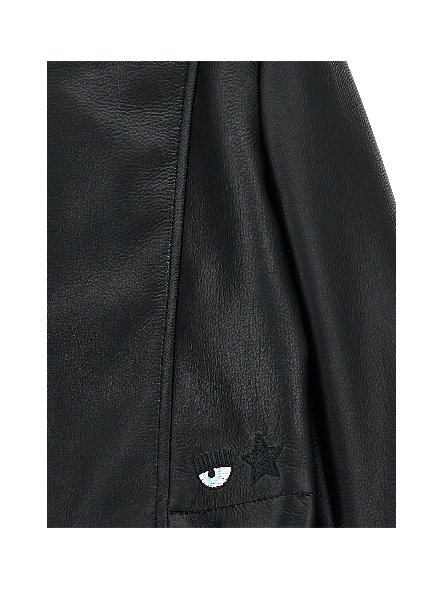 Shop Chiara Ferragni Eyestar Coated Fabric Biker Jacket In Black