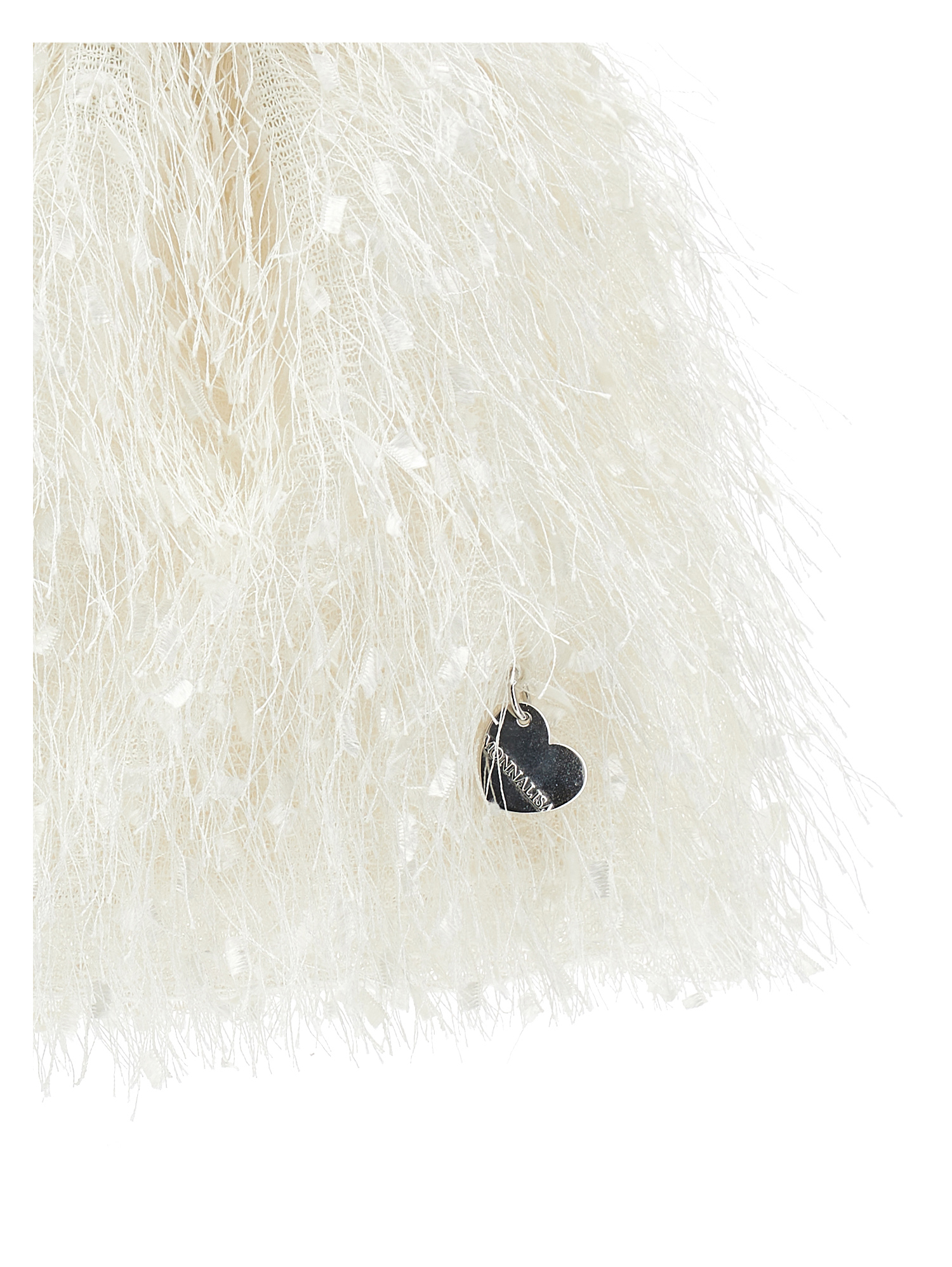 Monnalisa Wool Blend Hat With Fringing In Cream
