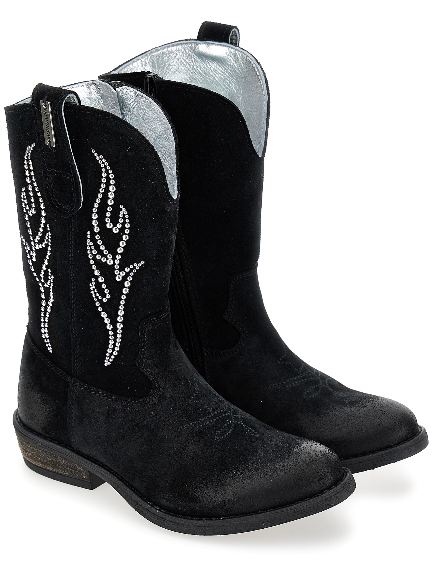 Shop Monnalisa Suede Cowboy Boots In Black