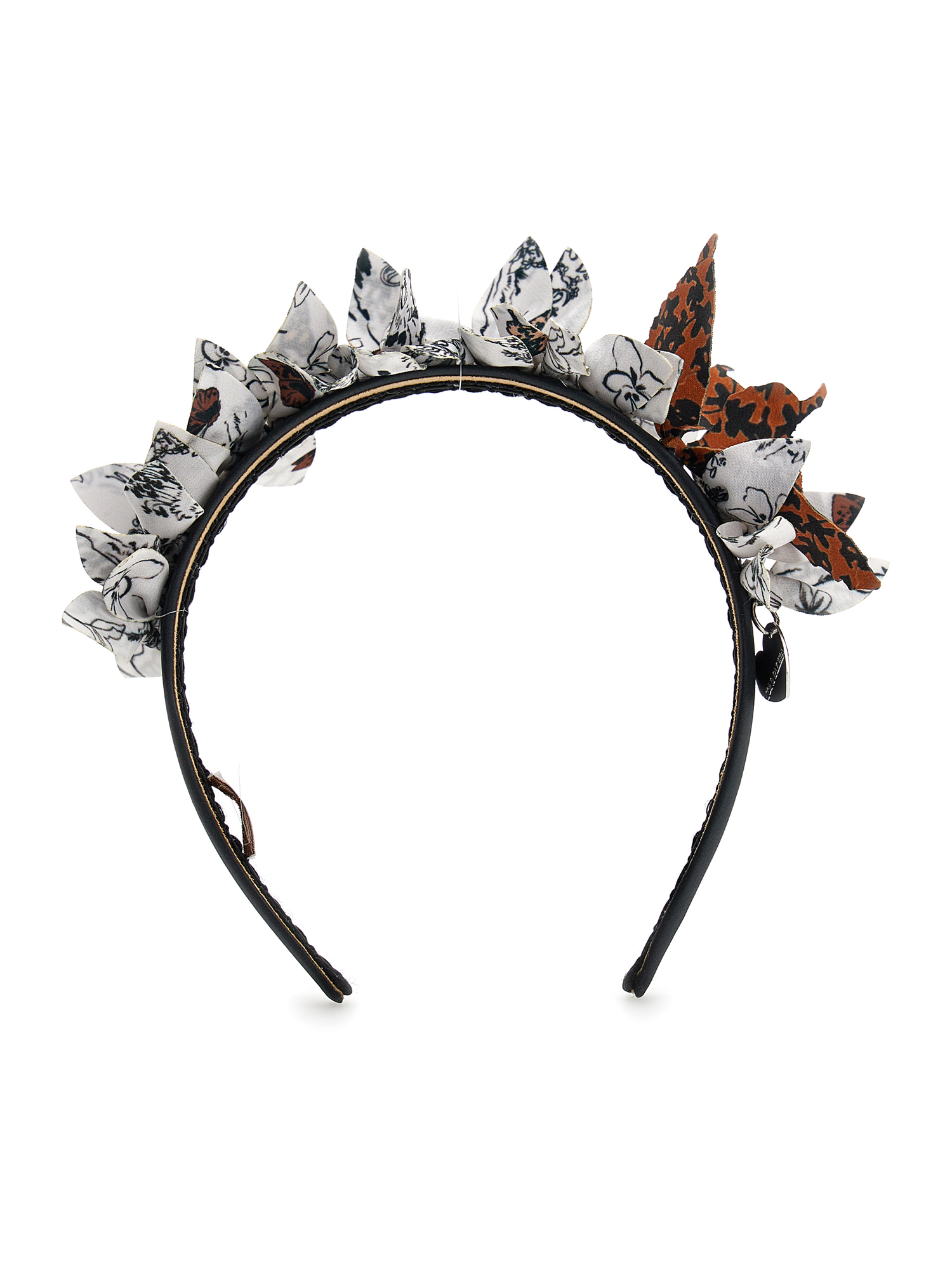 Monnalisa Headband With Printed Butterflies In Cream + Black