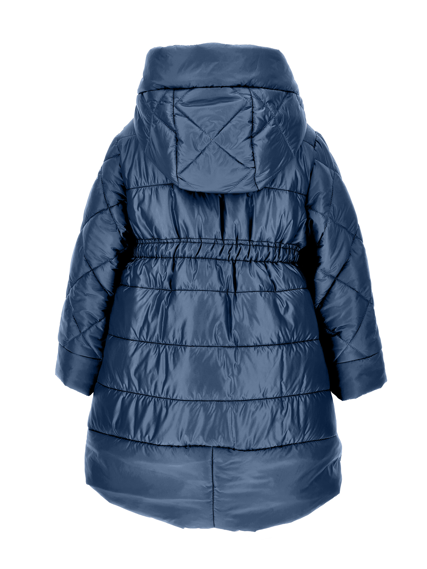 Monnalisa Quilted Technical Fabric Coat In Navy Blue