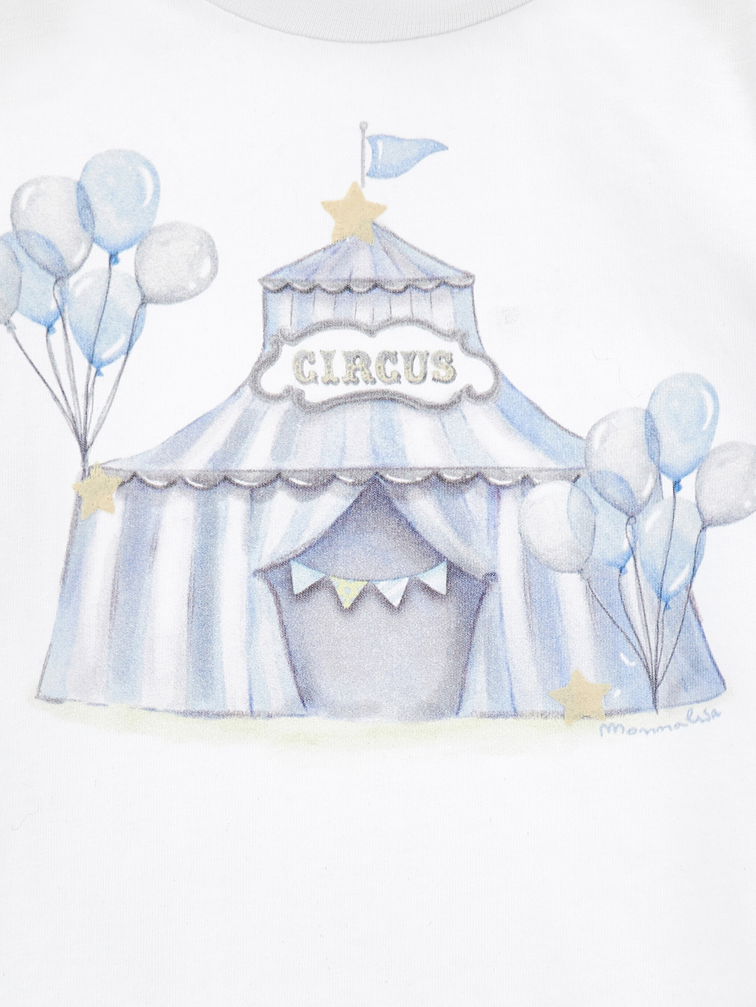 Monnalisa Maxi Circus Print T-shirt In Cream