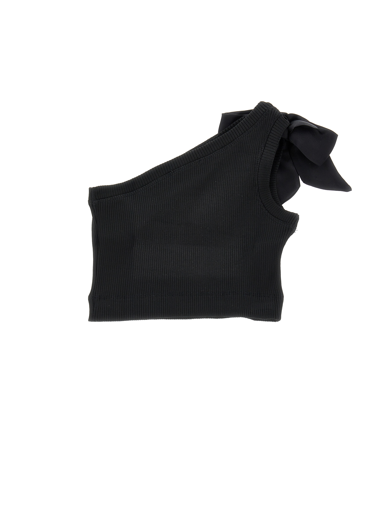 Shop Monnalisa One Shoulder Viscose Tank Top In Black