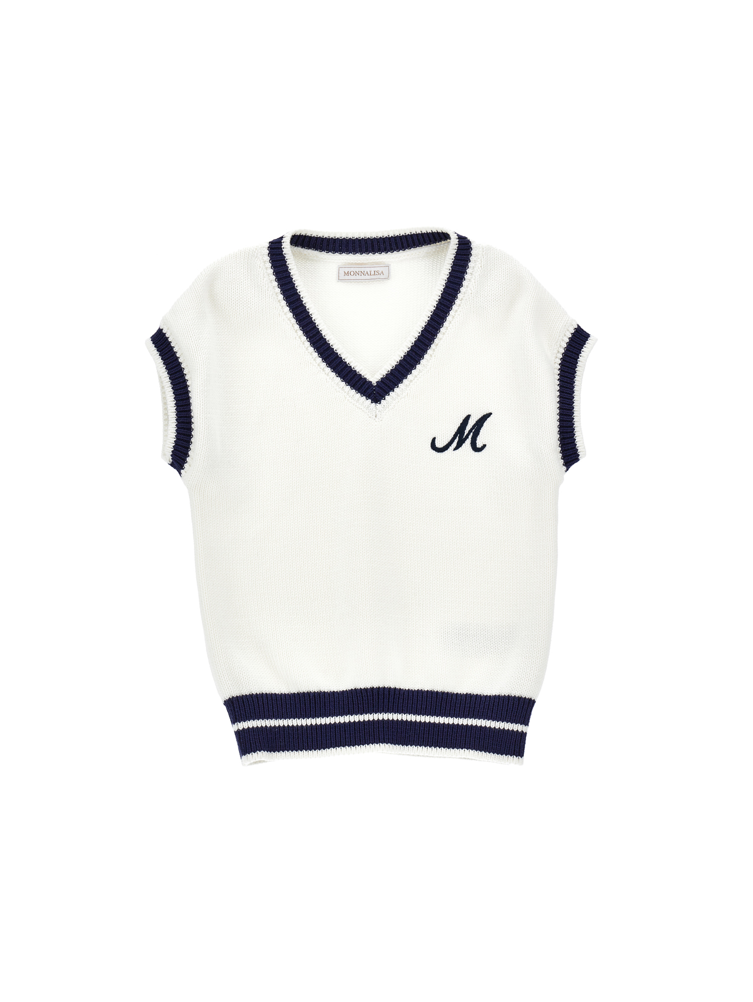 Monnalisa Two-tone Knitted Waistcoat In White