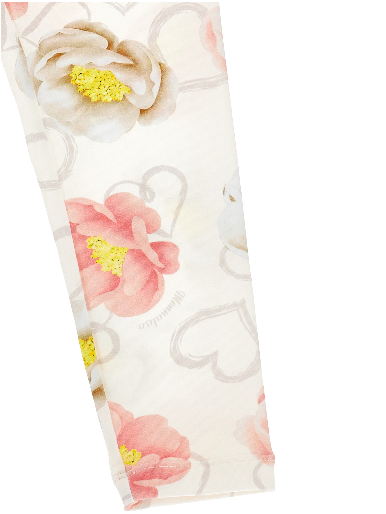Monnalisa Elasticated-waistband Floral-print Leggings In Ecru