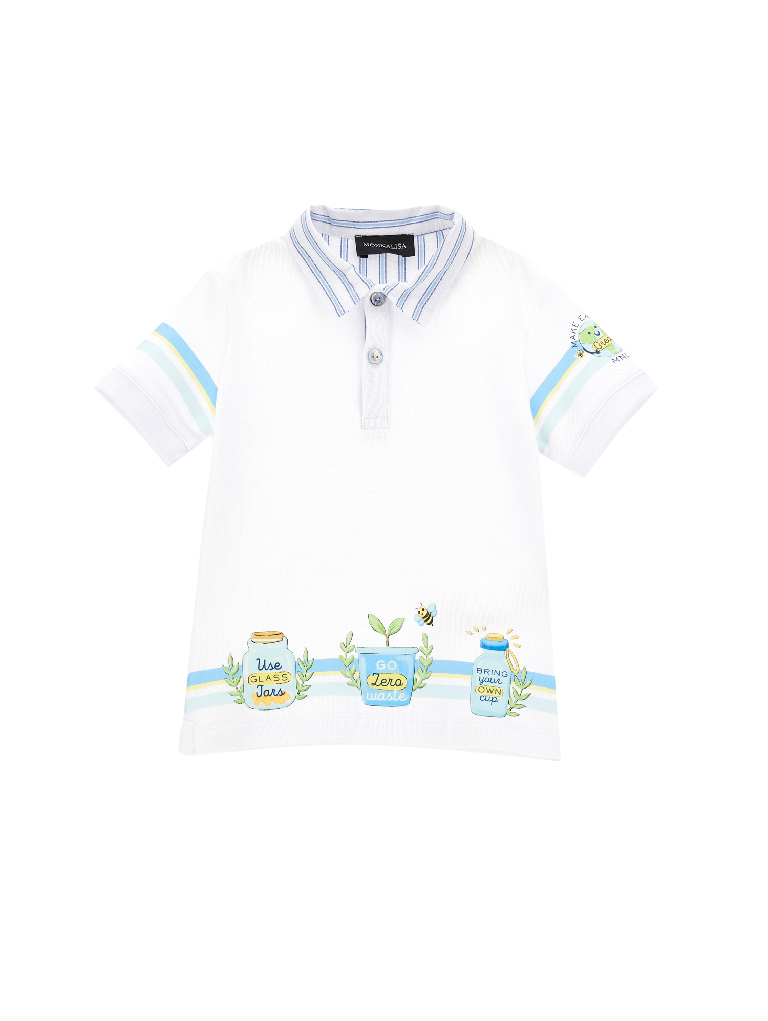 Monnalisa Kids'   Piquet Polo Shirt With Slits In White