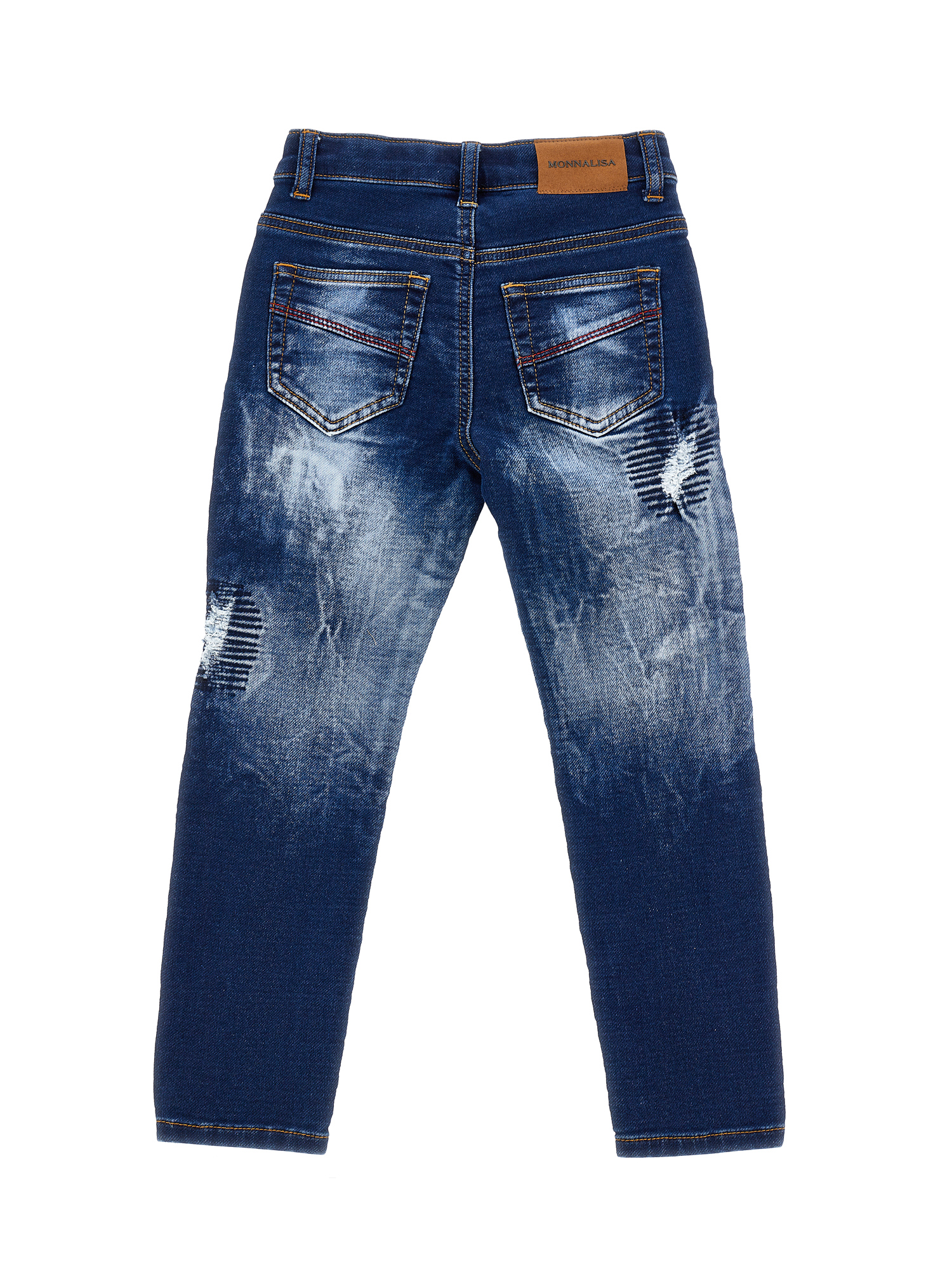 Monnalisa Fleece Denim Jeans In Blu Stone Denim