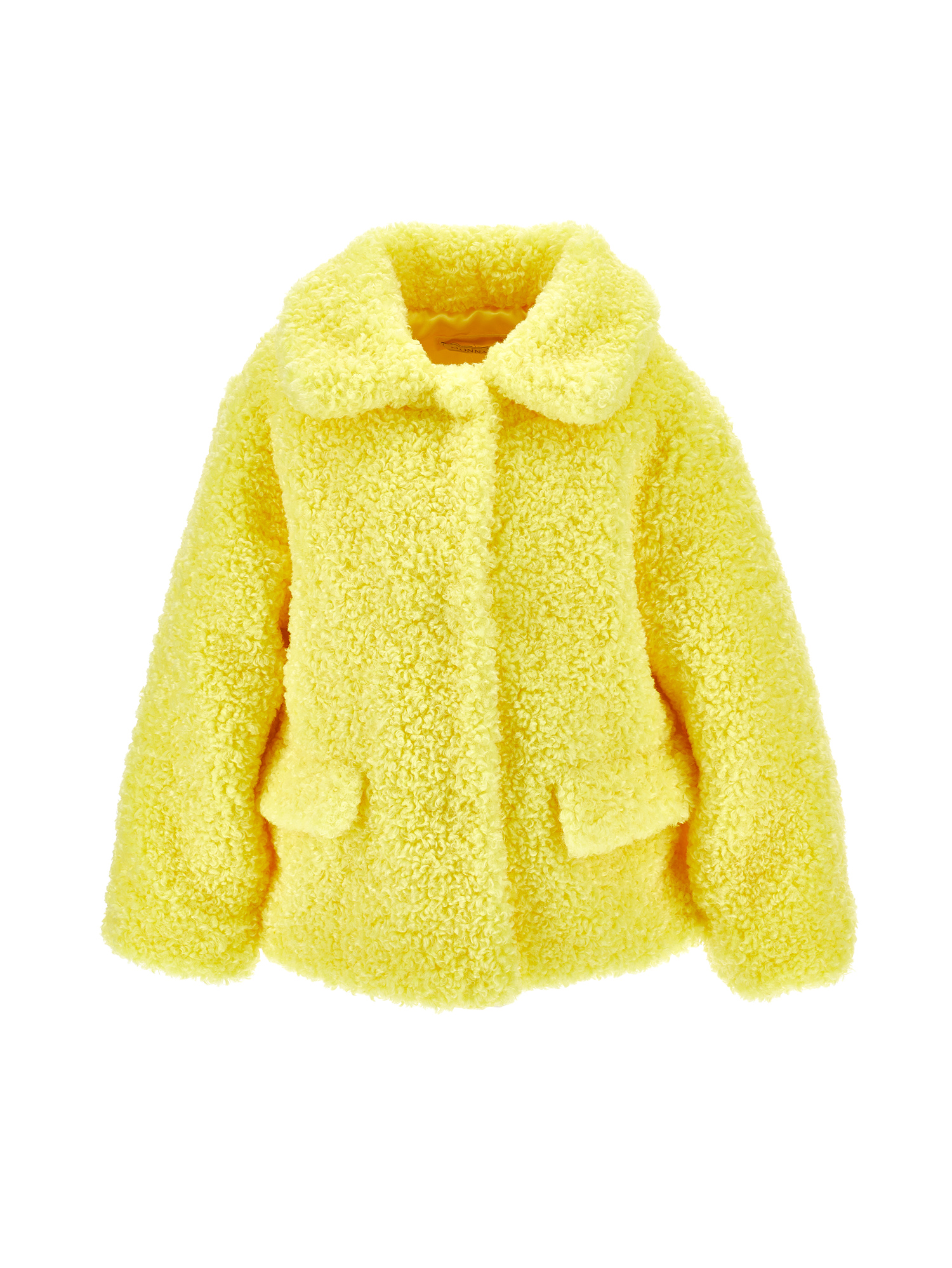Monnalisa Plush Jacket With Pockets In Giallo Chiaro