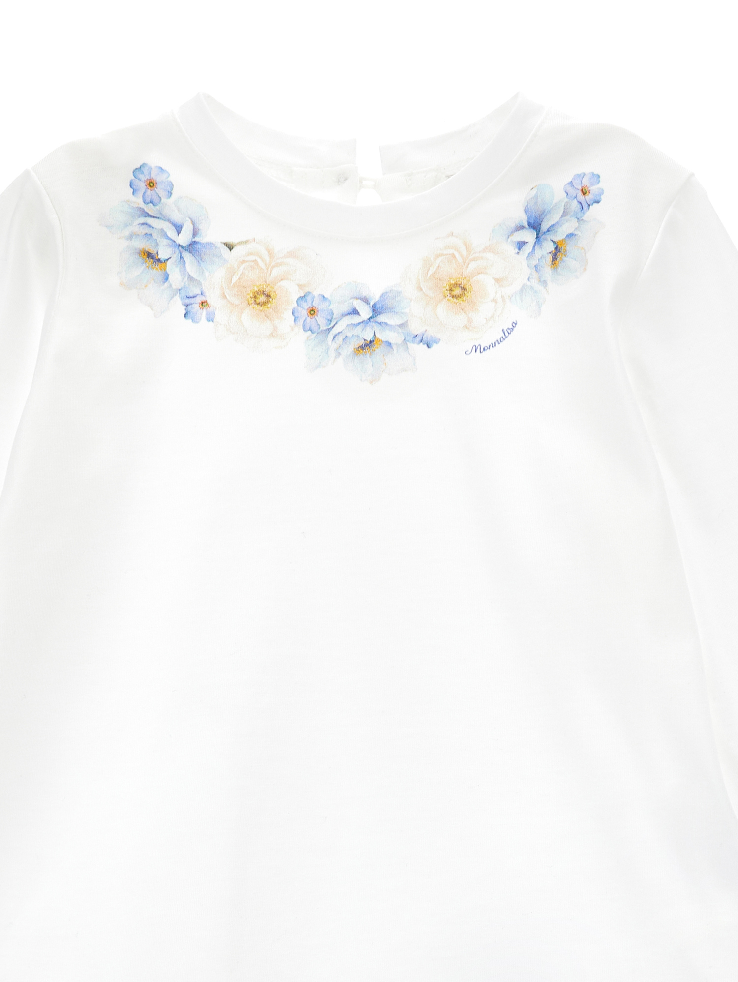 Monnalisa T-shirt With Embroidered Flowers In White