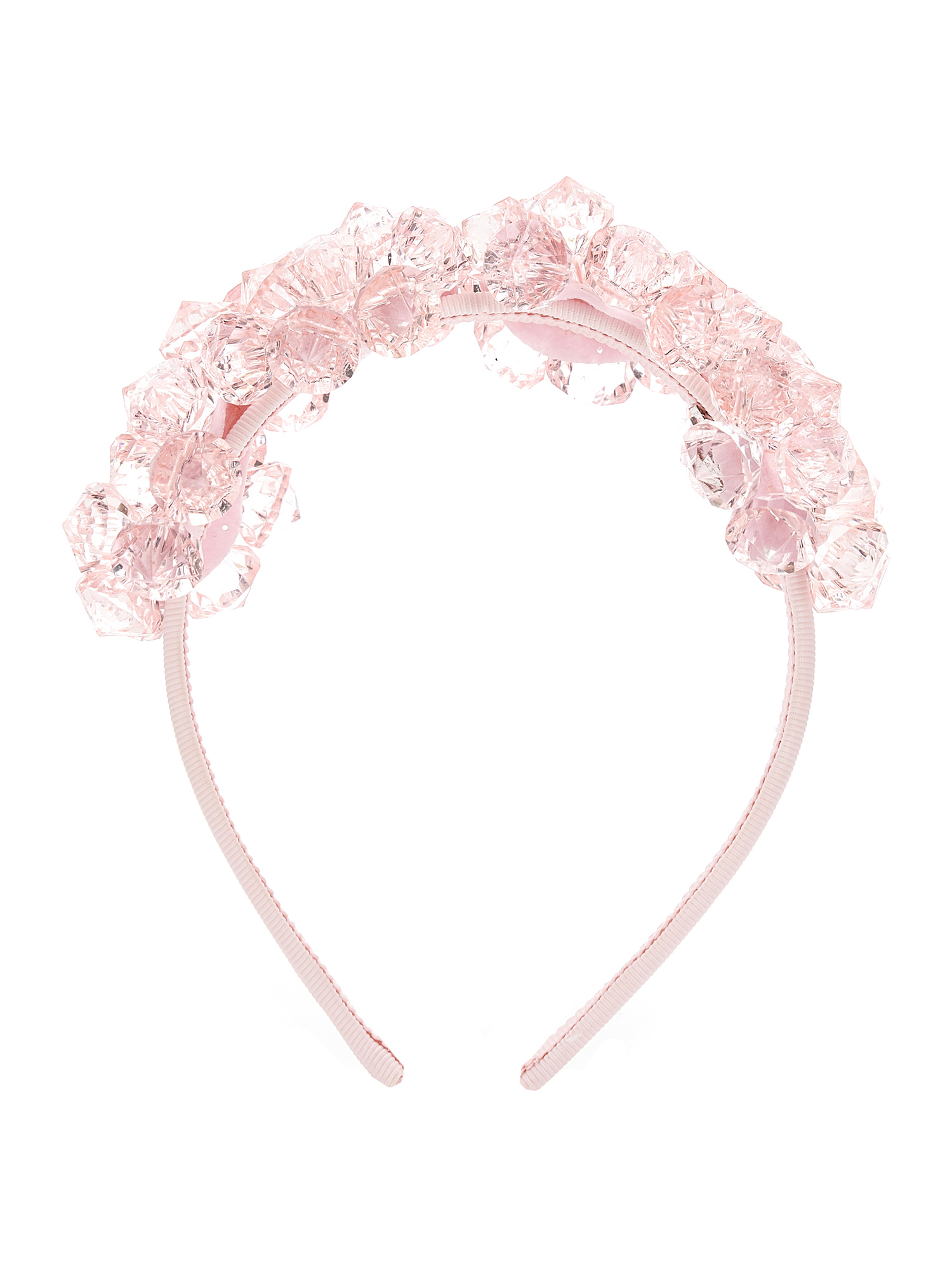 Monnalisa Kids'   Hair Band With Bezels And Pearls In Dusty Pink Rose