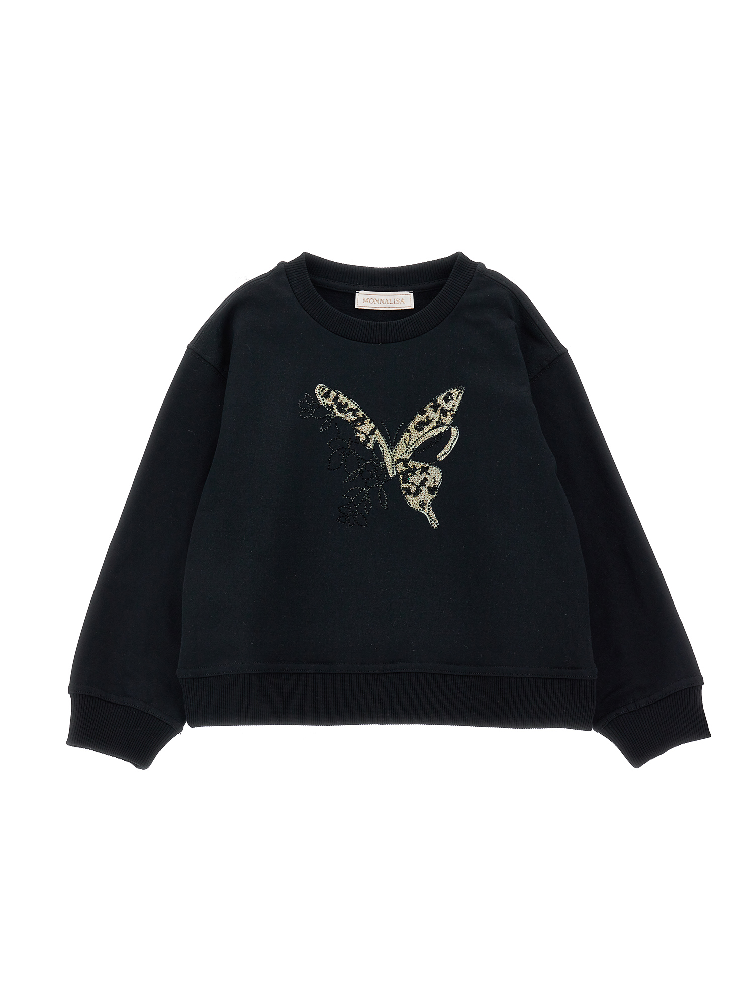 Monnalisa Butterfly Print Sweatshirt In Black