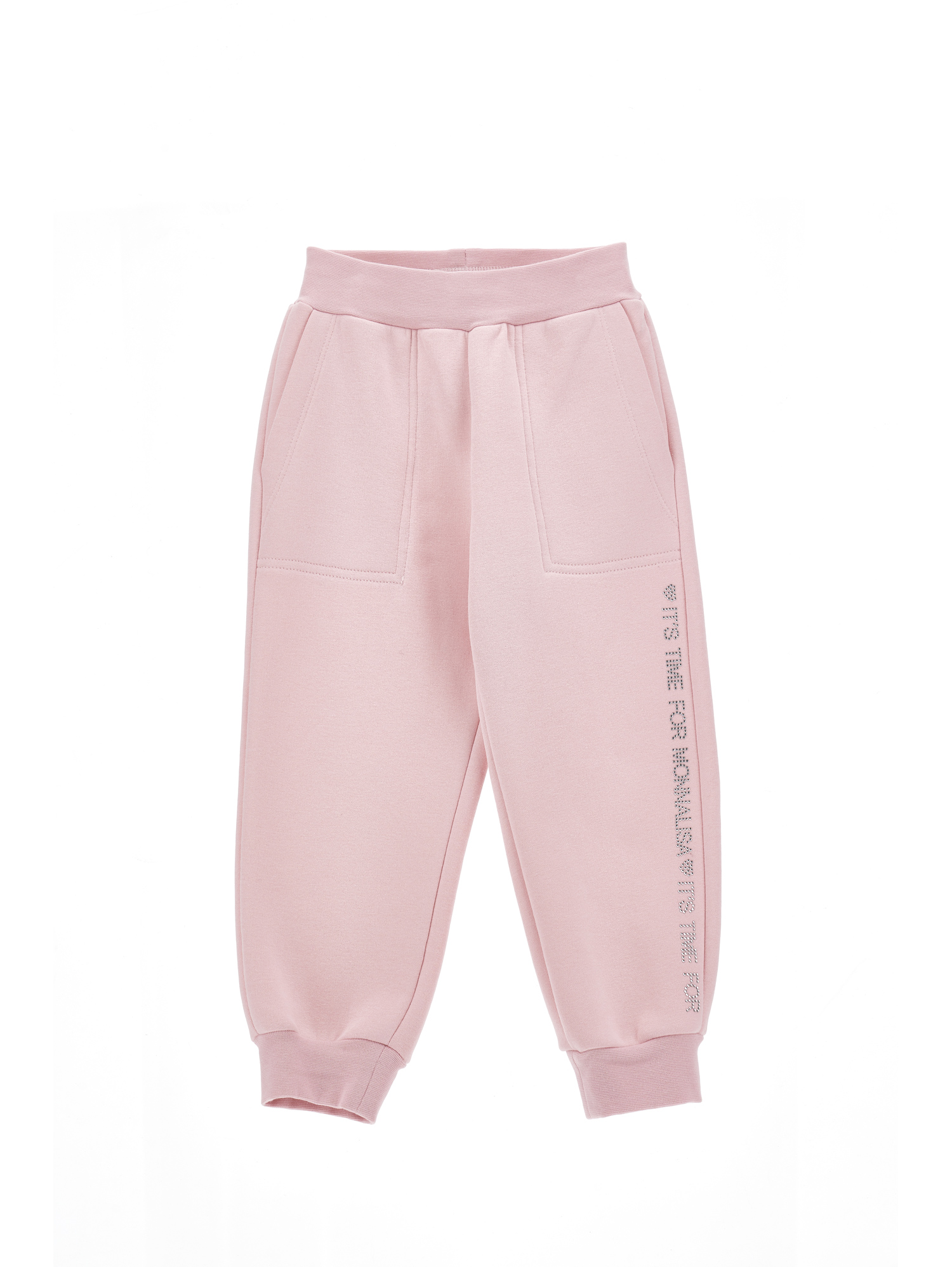 Monnalisa Heavyweight Fleece Joggers In Petal Pink