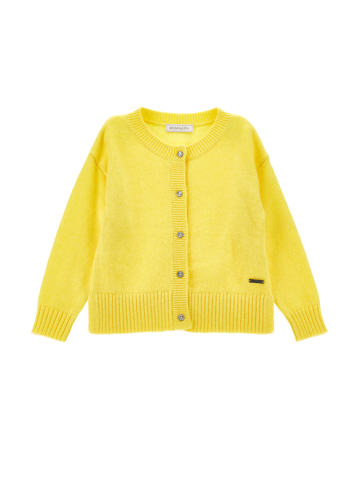 Monnalisa Soft Knit Cardigan In Light Yellow