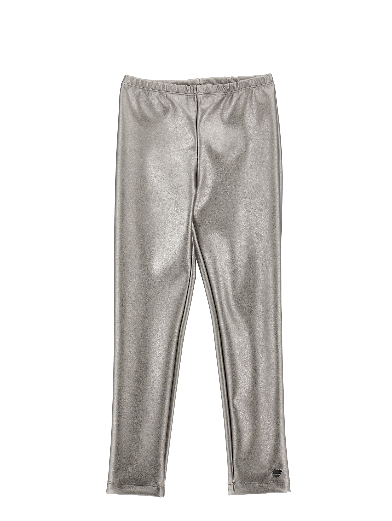 Monnalisa Coated Fabric Stretch Leggings In Gun-metal Grey