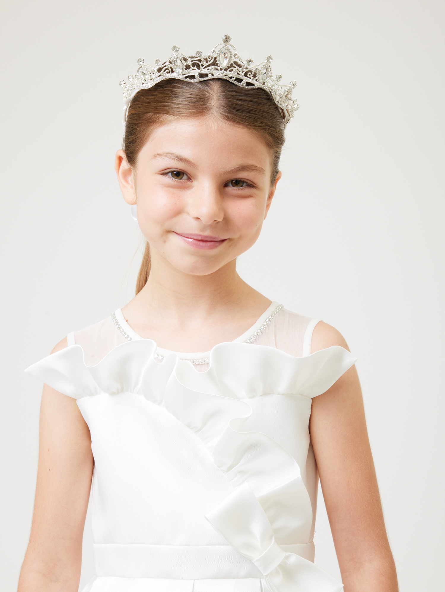 Monnalisa Tiara In Rhinestones And Bezels In Cream