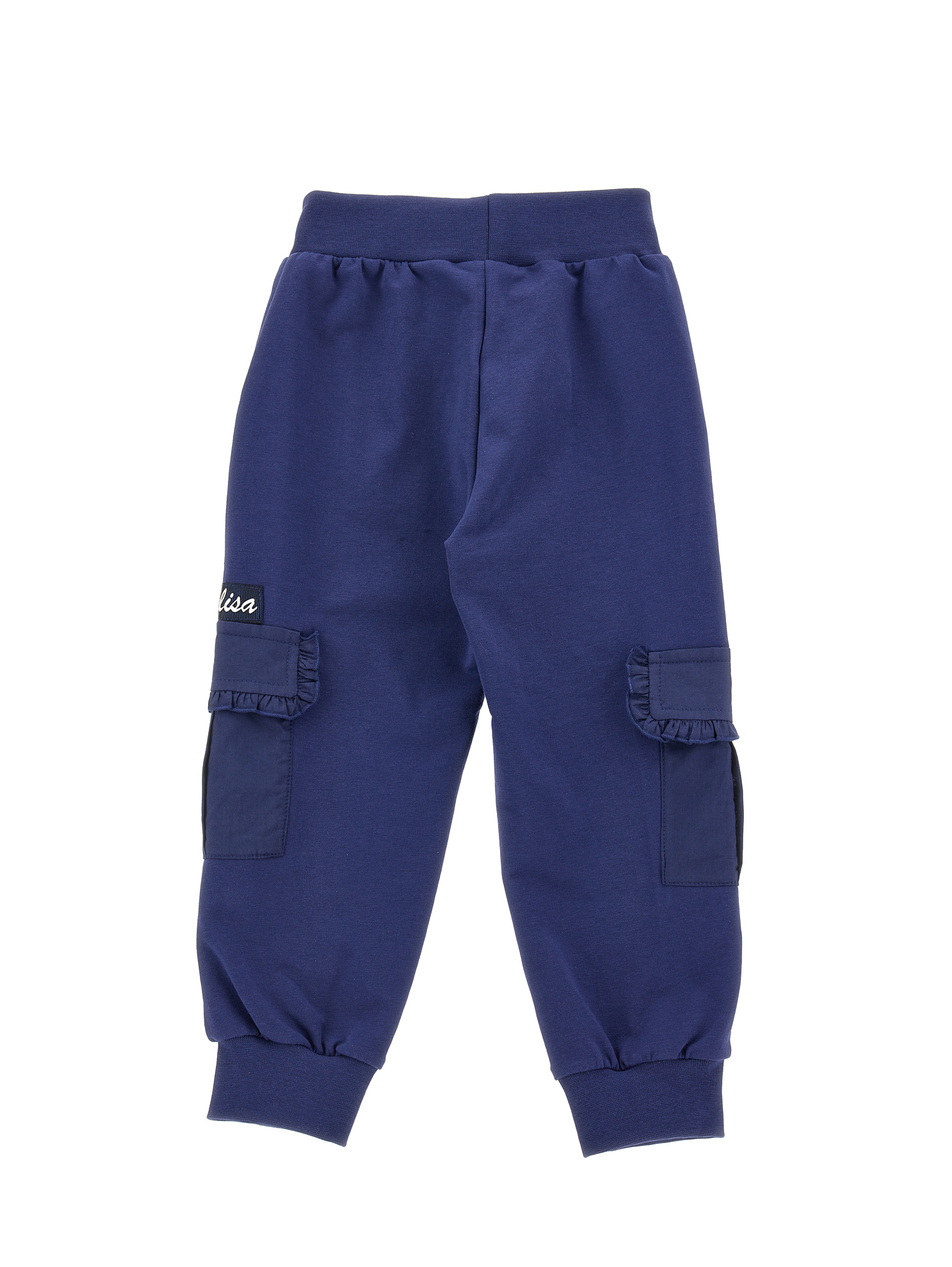 Monnalisa Stretch Fleece Joggers In Navy Blue