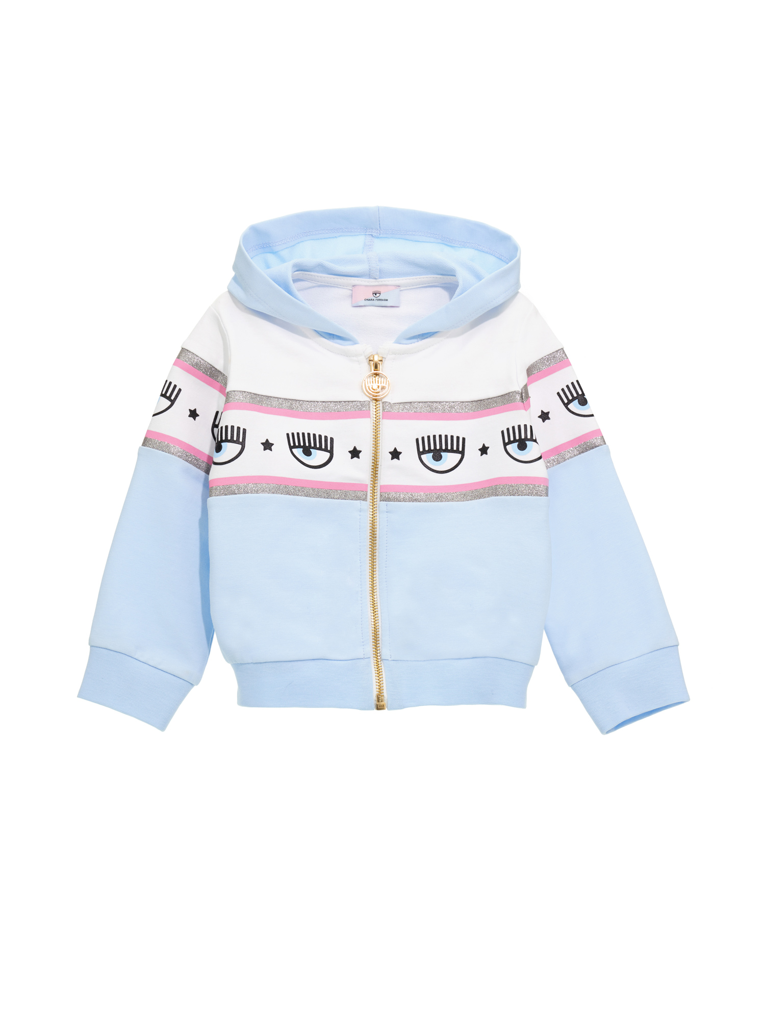 Chiara Ferragni Babies'   Hoodie Sweatshirt Maxilogomania In Coridalis Blue