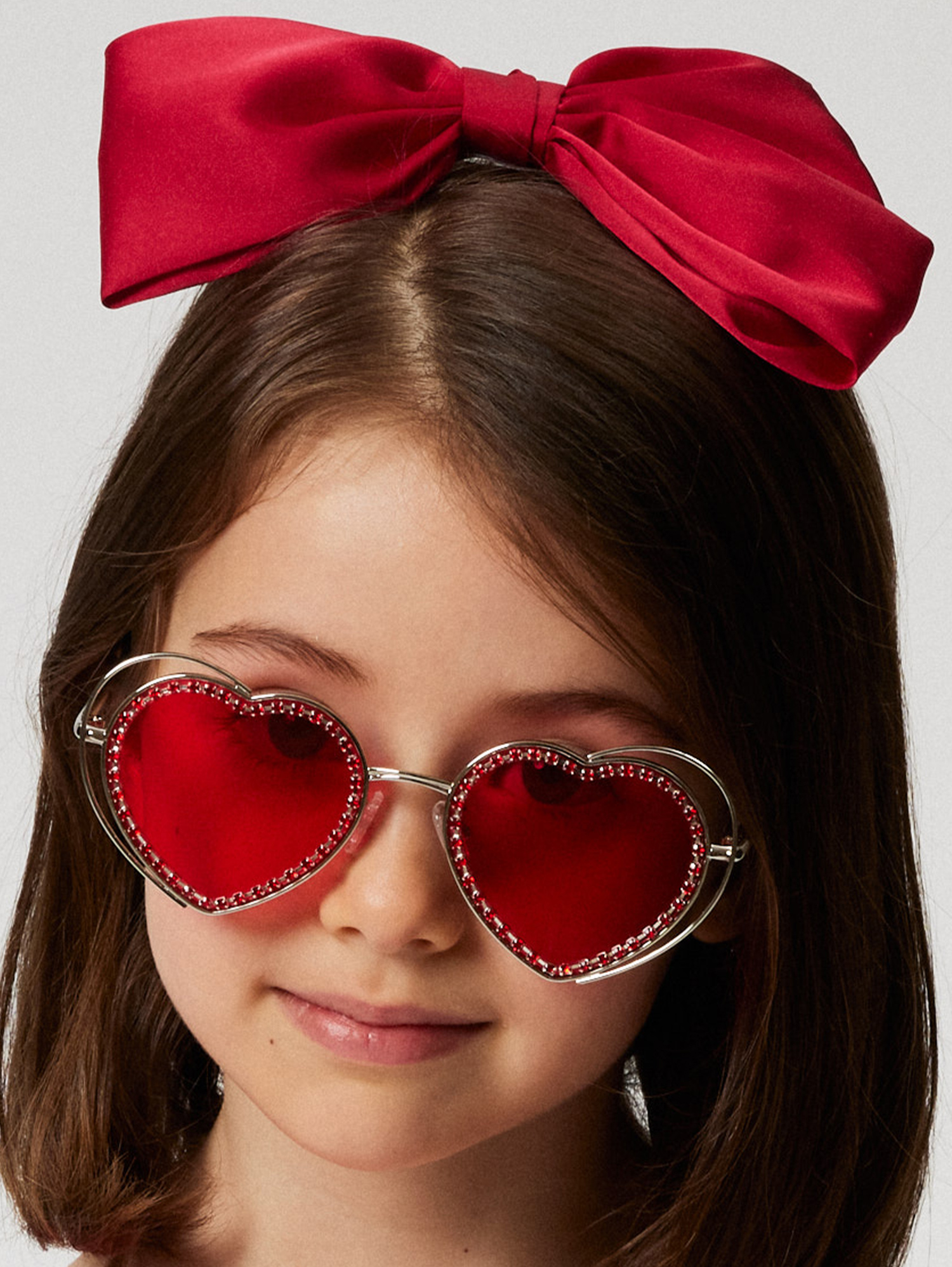 Monnalisa Set Of Two Bow Hair Clips In White + Red