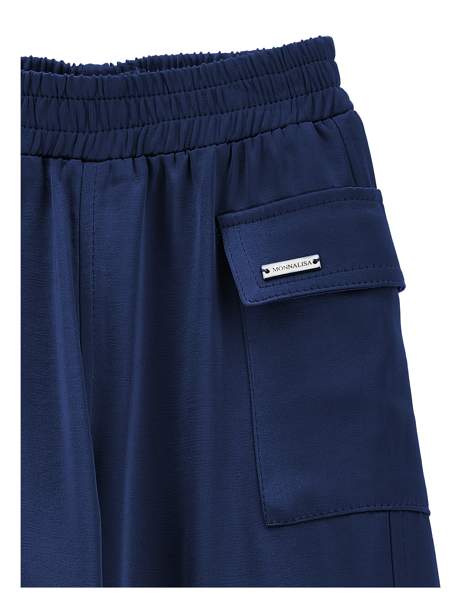 Monnalisa Chic Satin Cargo Trousers In Navy Blue