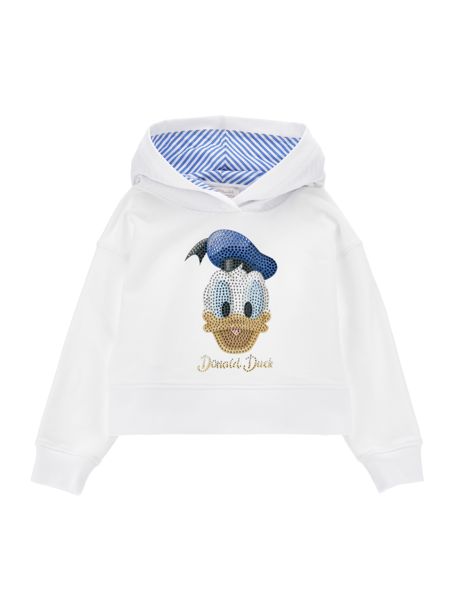 Shop Monnalisa Donald Duck Hoodie In White