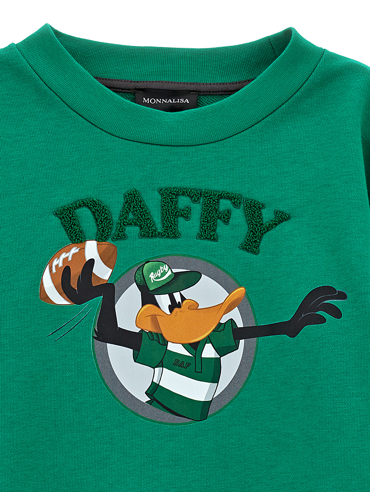 Shop Monnalisa Daffy Duck Cotton Sweatshirt In Vibrant Green