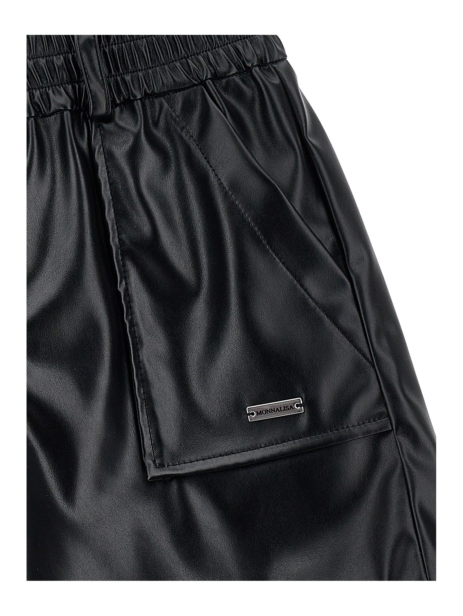 Monnalisa Coated Fabric Shorts In Black
