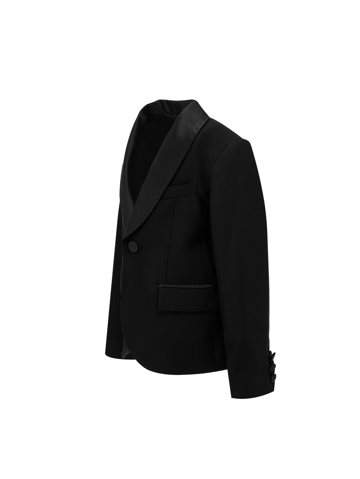Monnalisa Classic Jacket With Satin Details In Black