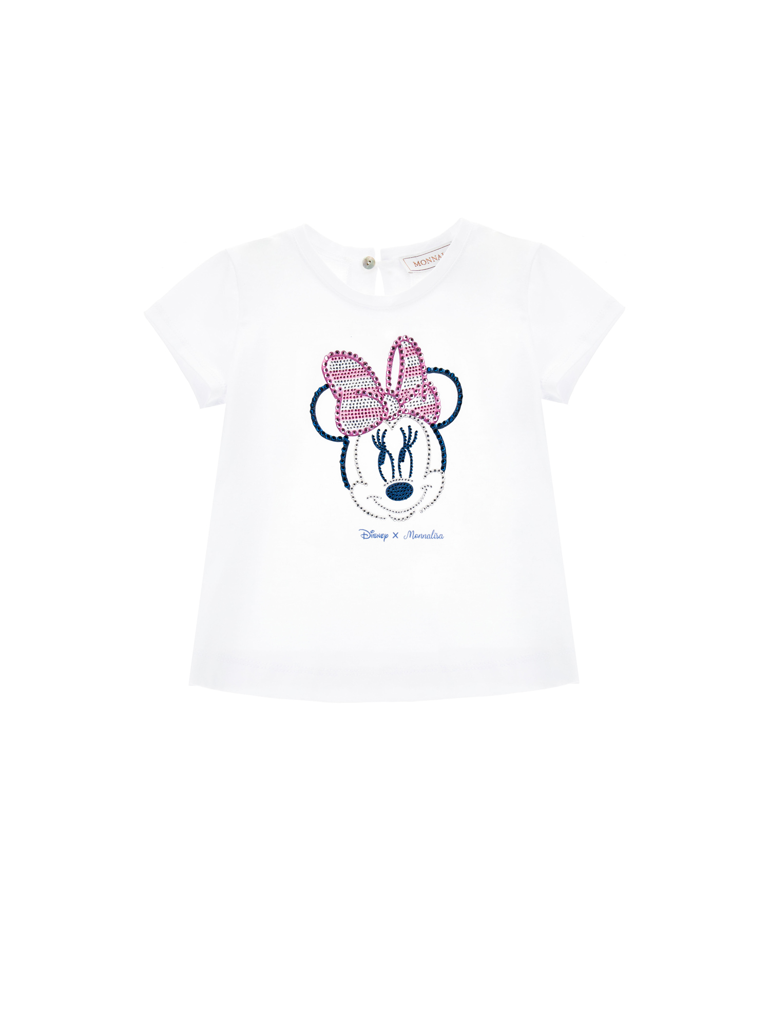 Monnalisa Kids' Rhinestone Minnie-mouse Print T-shirt In White