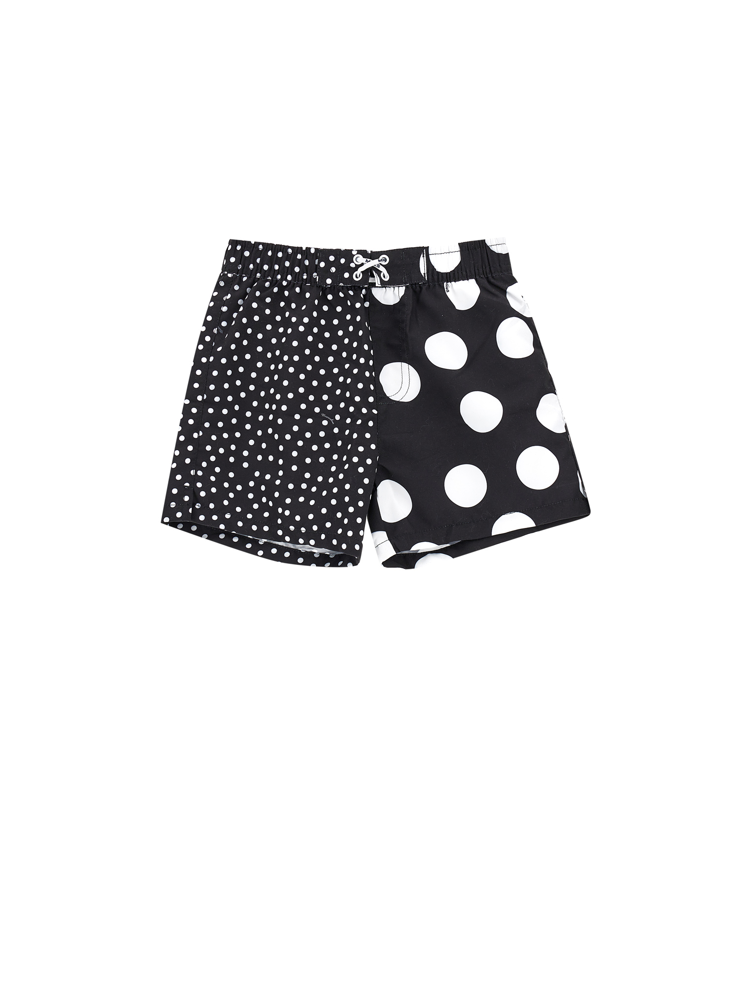 Monnalisa Polka Dot Print Beach Bermuda Shorts In Black + White