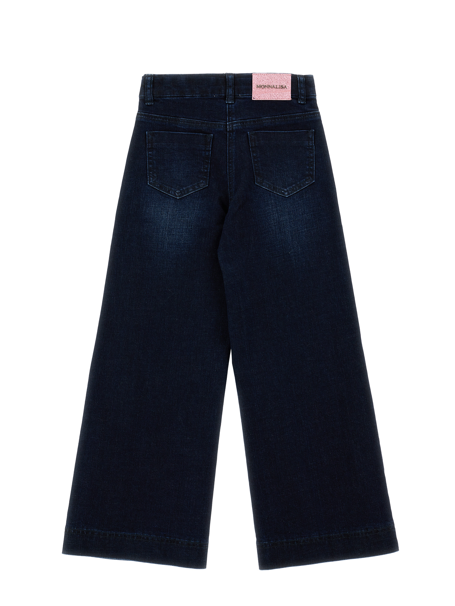 Shop Monnalisa Wide Leg Denim Jeans In Dark Stone Denim