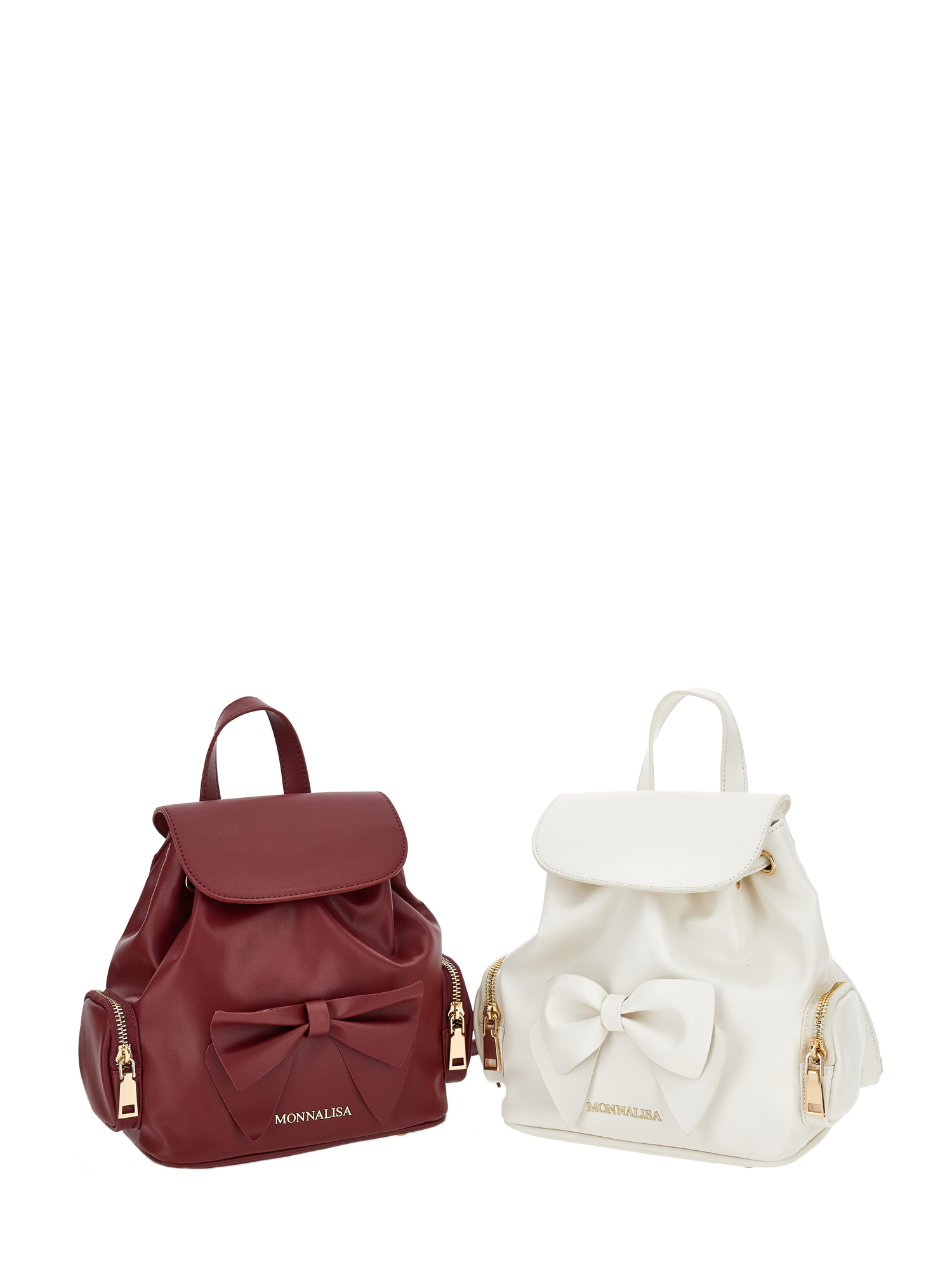 Monnalisa Regenerated Leather Backpack In Pomegranate