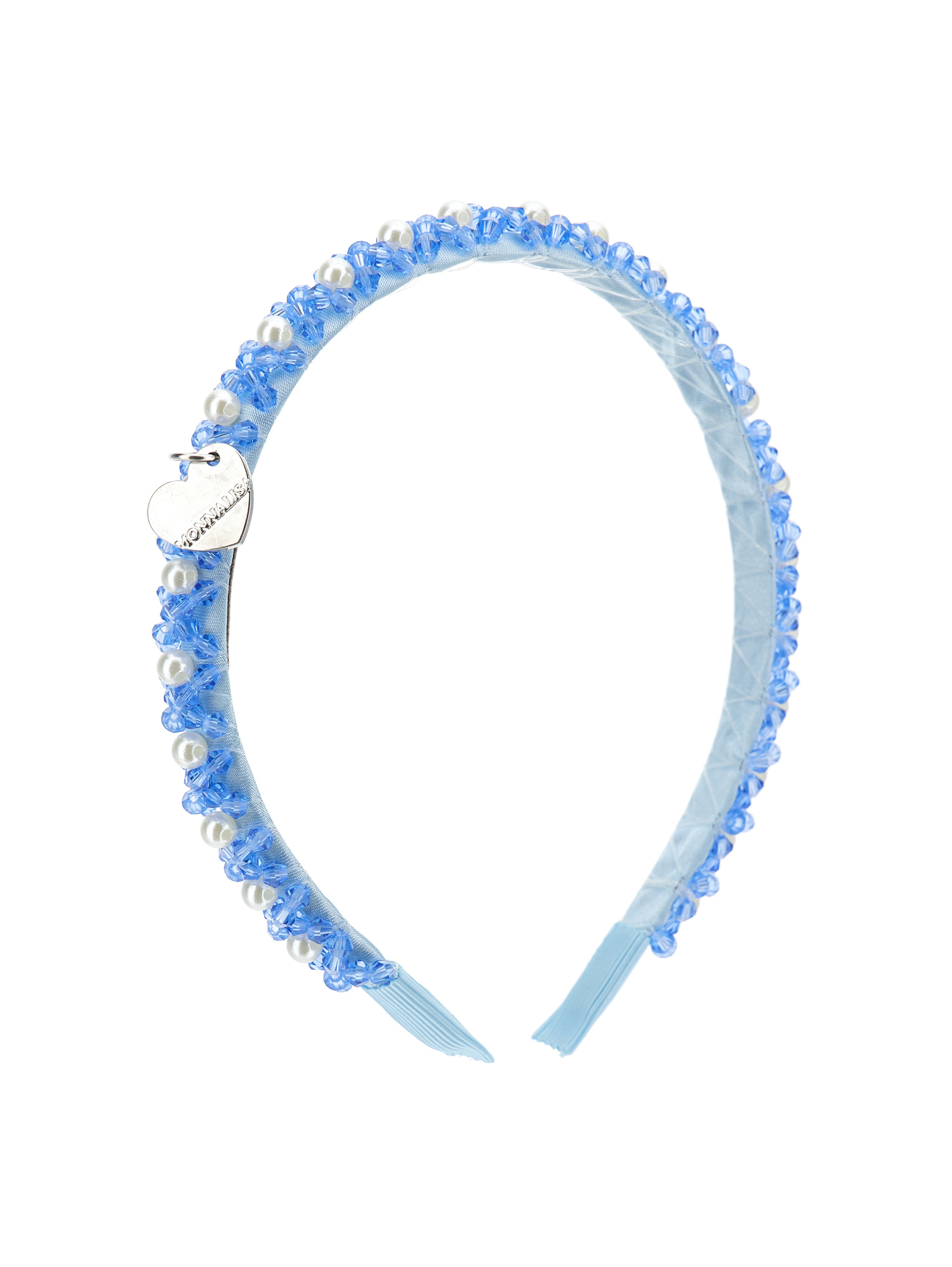 Monnalisa Sequin And Pearl Headband In Light Blue