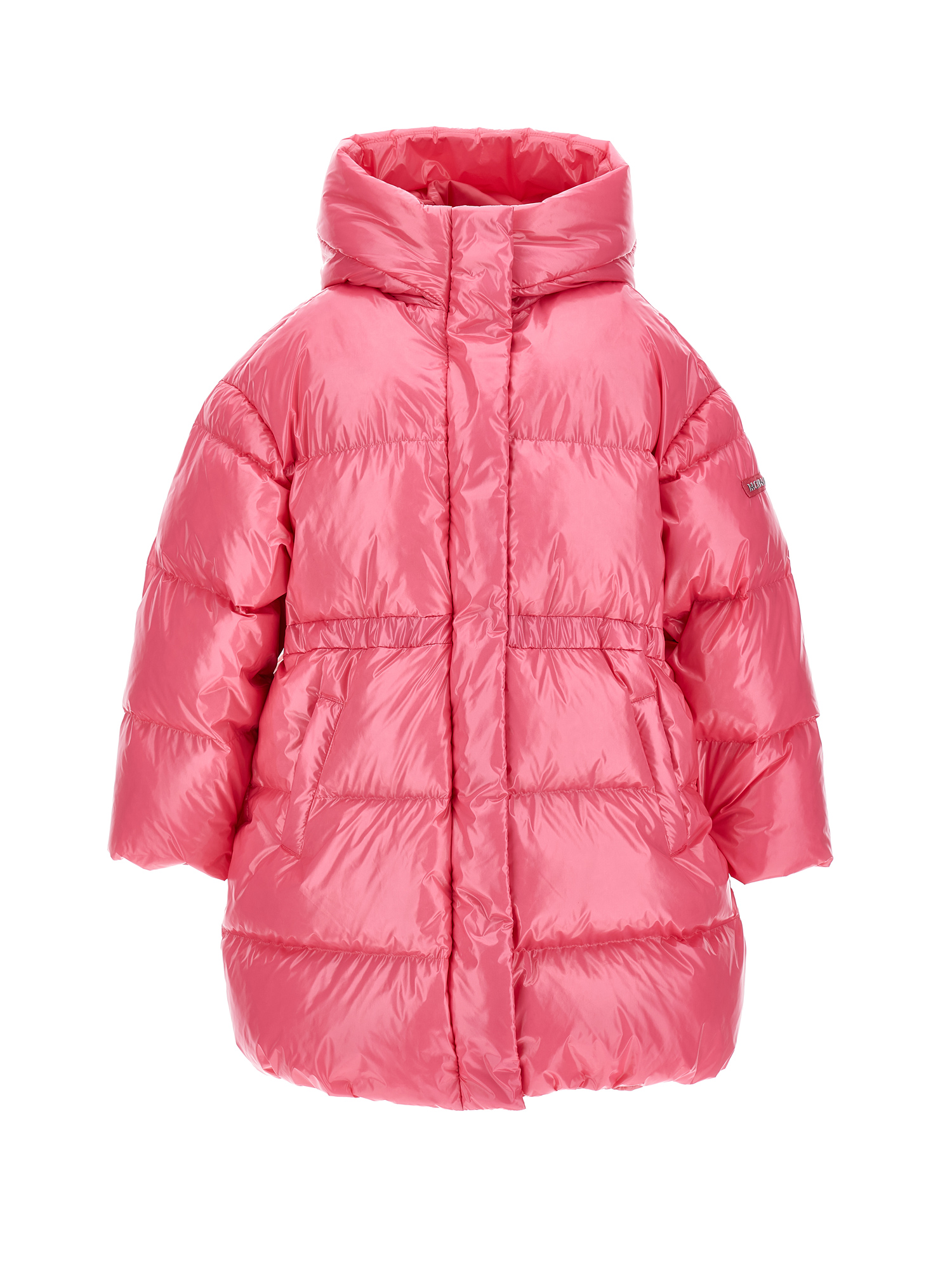 Monnalisa Shiny Genuine Down Jacket In Bright Peach Pink