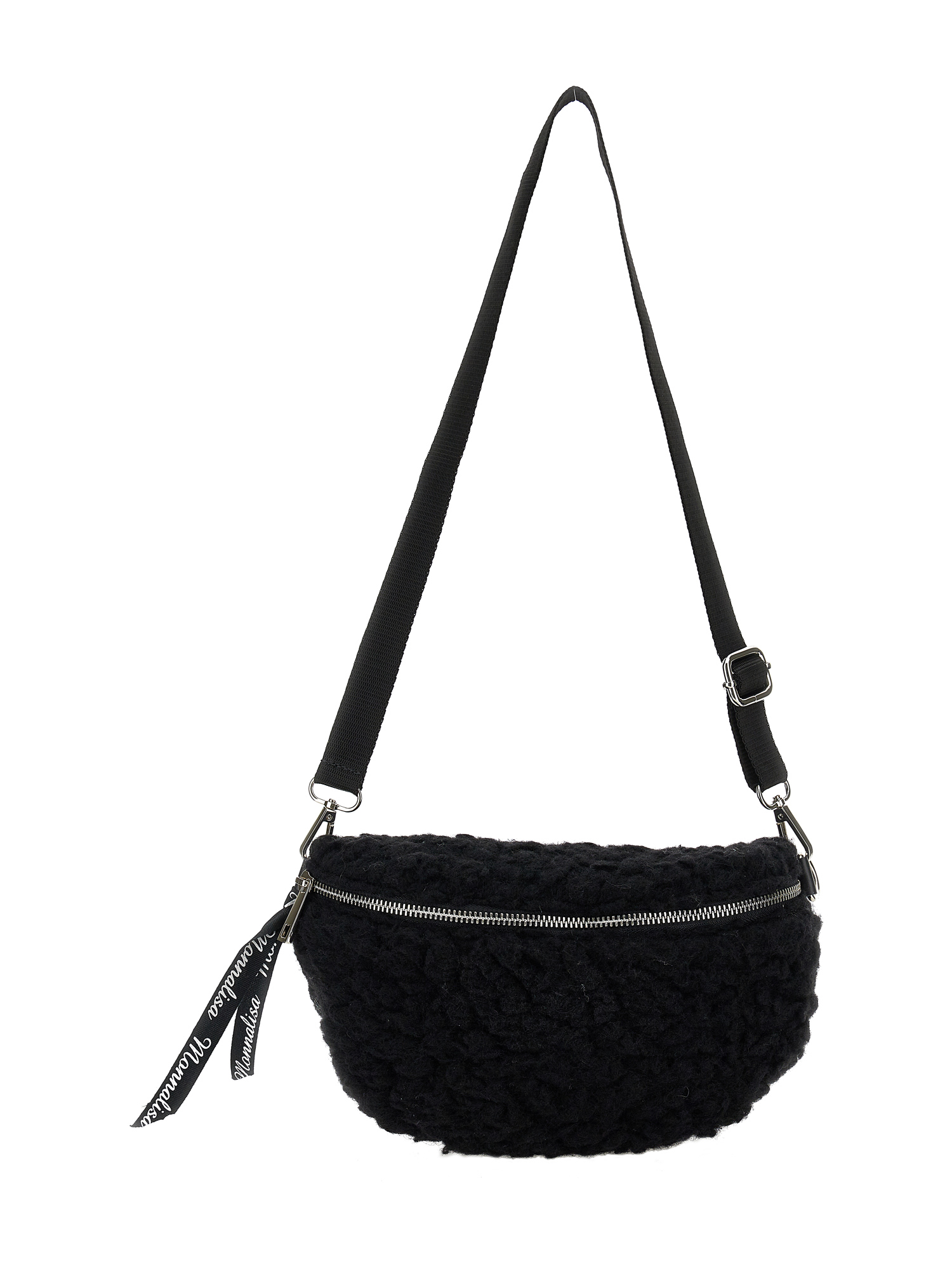 Monnalisa Plush Shoulder Bag In Black