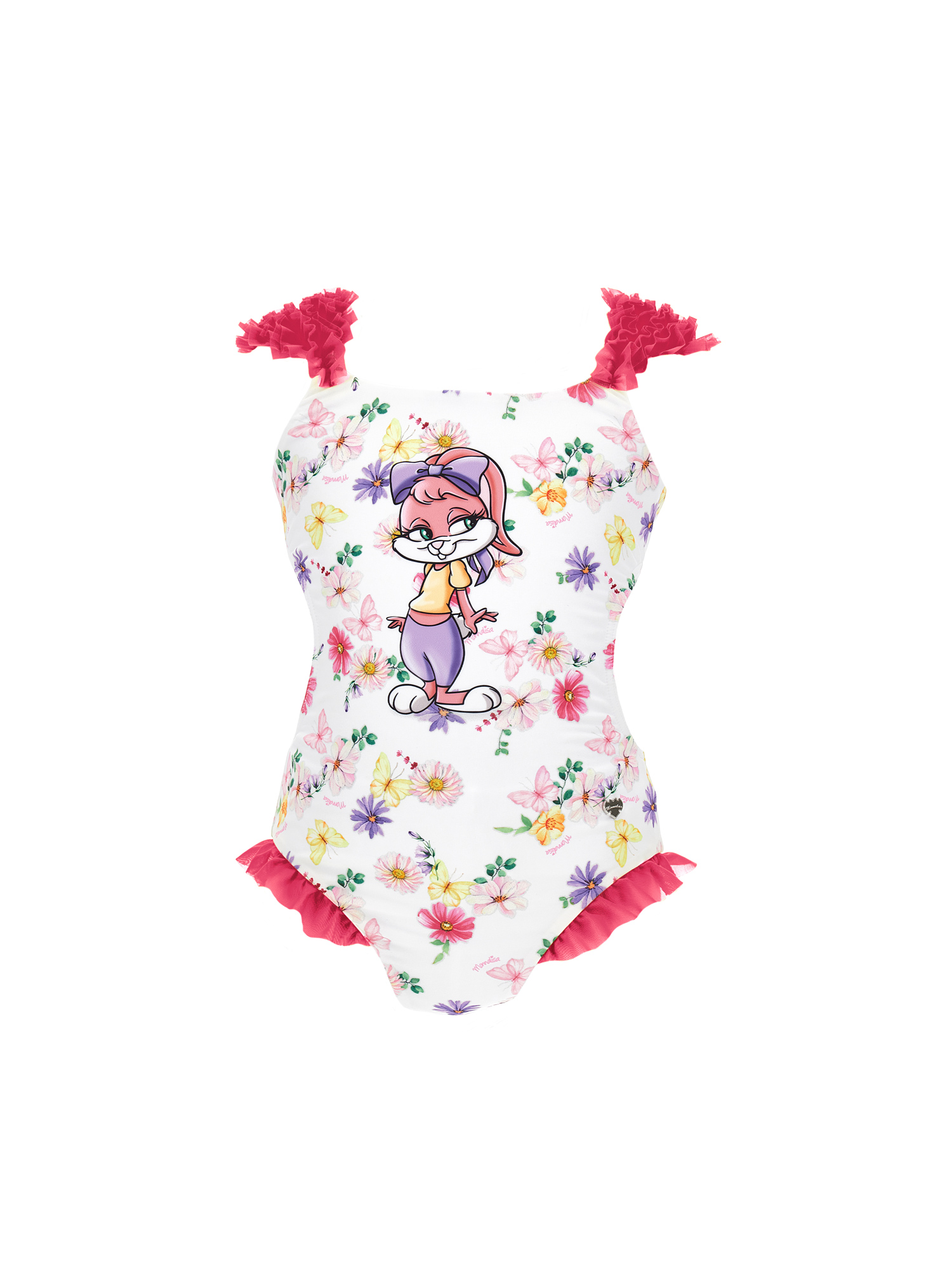 Monnalisa Kids' 印花连体泳衣 In Multicolour + Pink