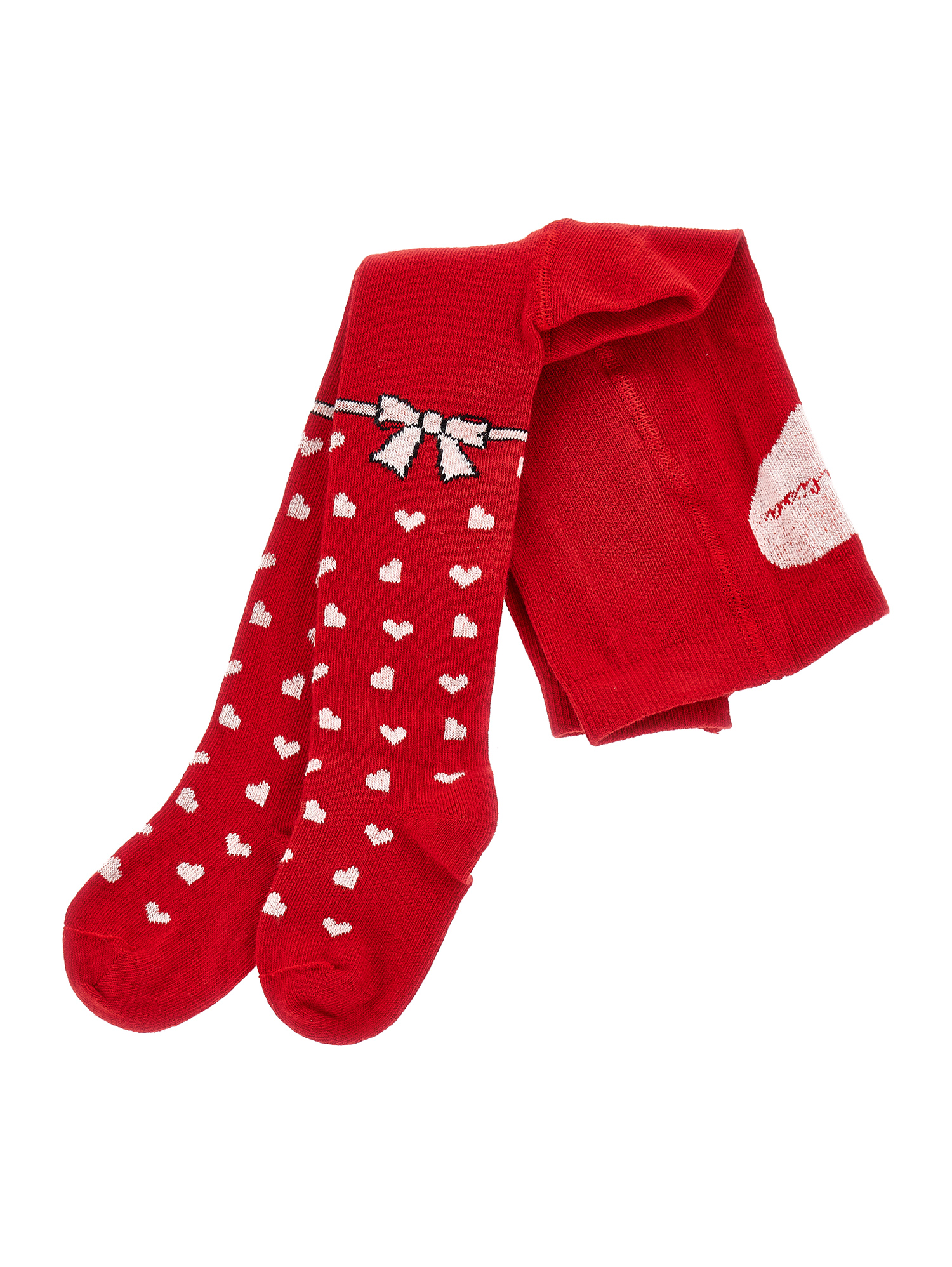 Monnalisa Warm Cotton Jacquard Tights In Ruby Red