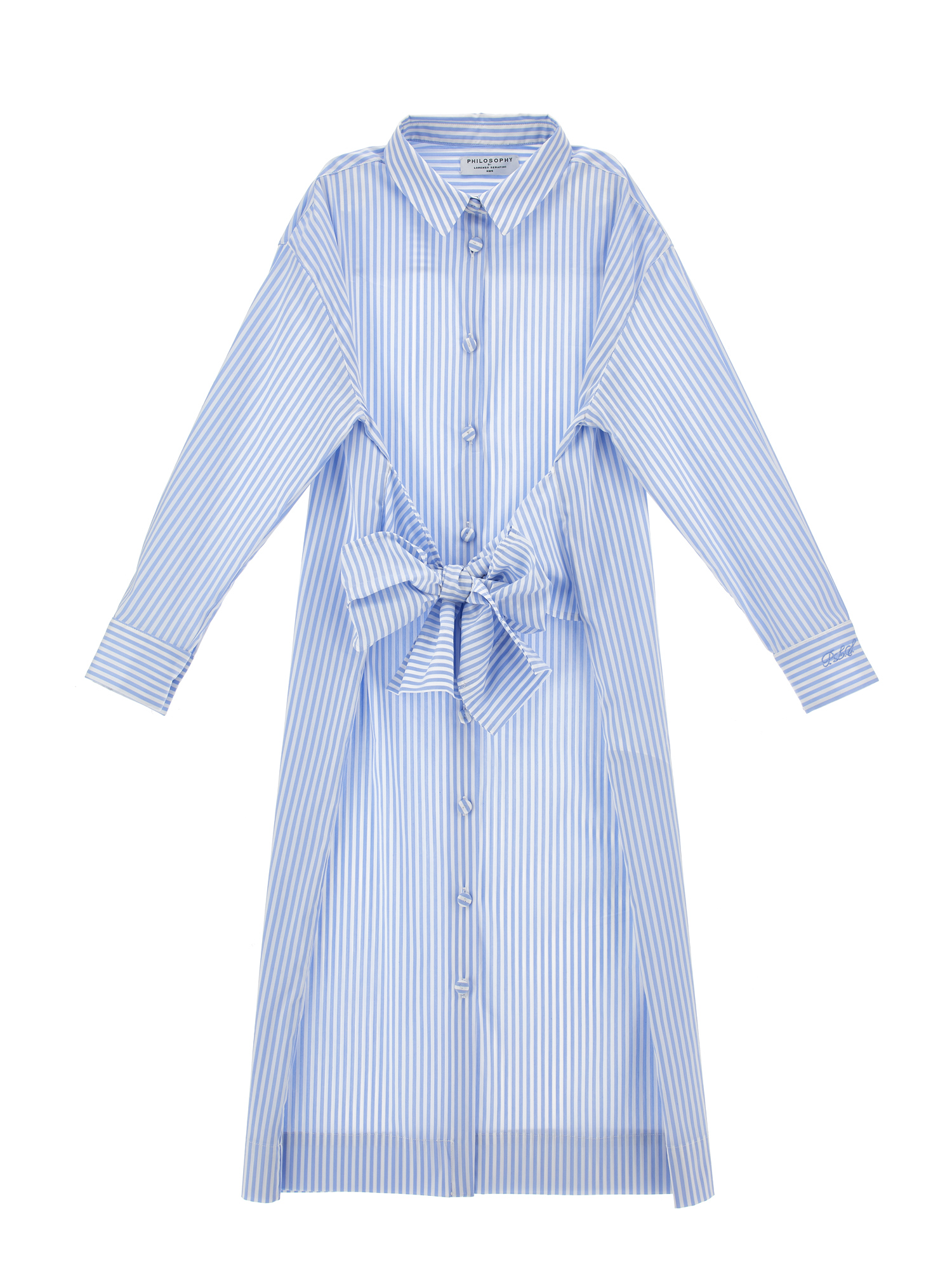 Philosophy Di Lorenzo Serafini Philosophy Kids  Striped Shirt Dress With Bow