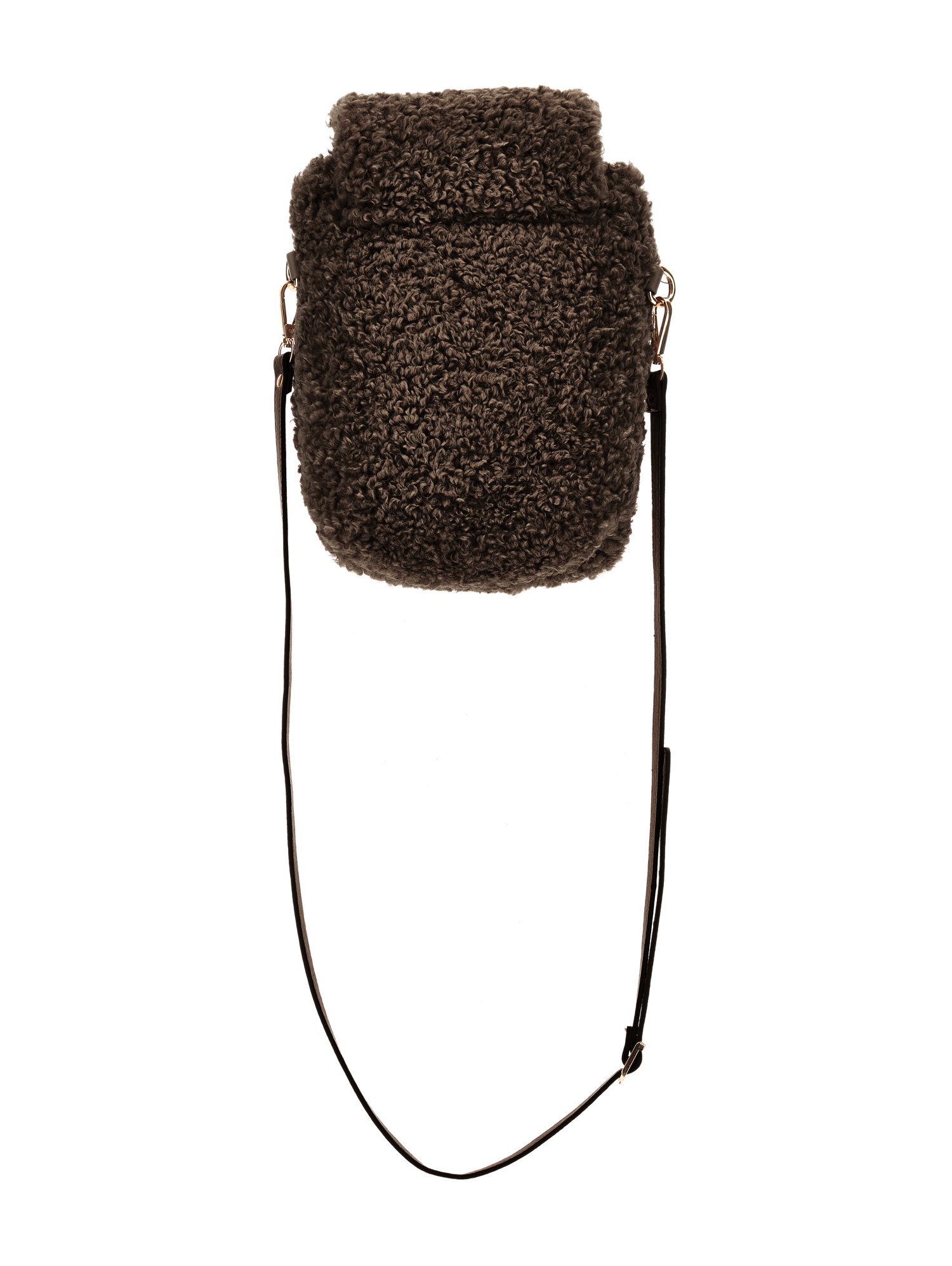 Monnalisa Plush Shoulder Bag In Dark Brown