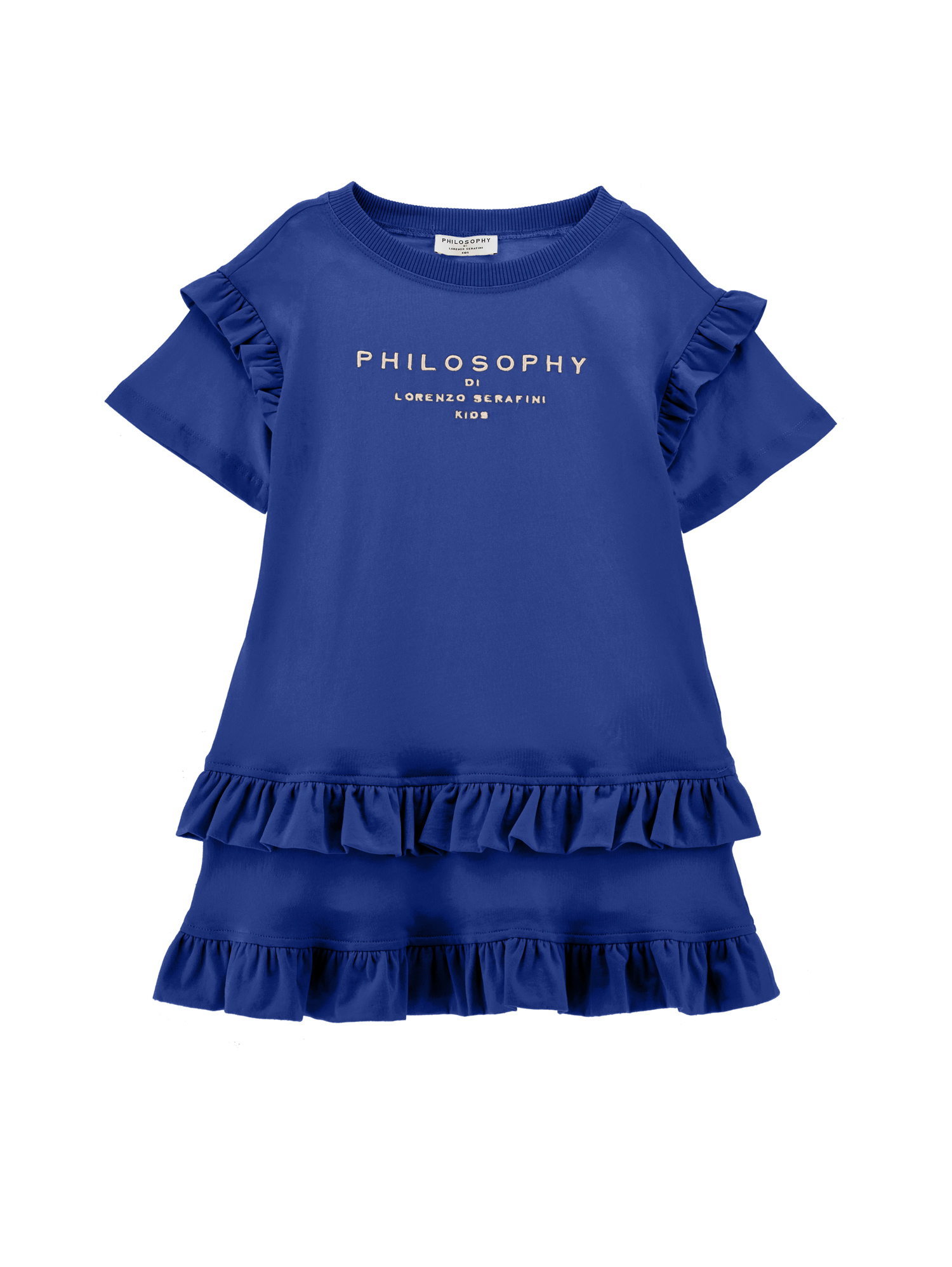 Philosophy Di Lorenzo Serafini Philosophy Kids  Dress With Ruffles And Logo In Blue