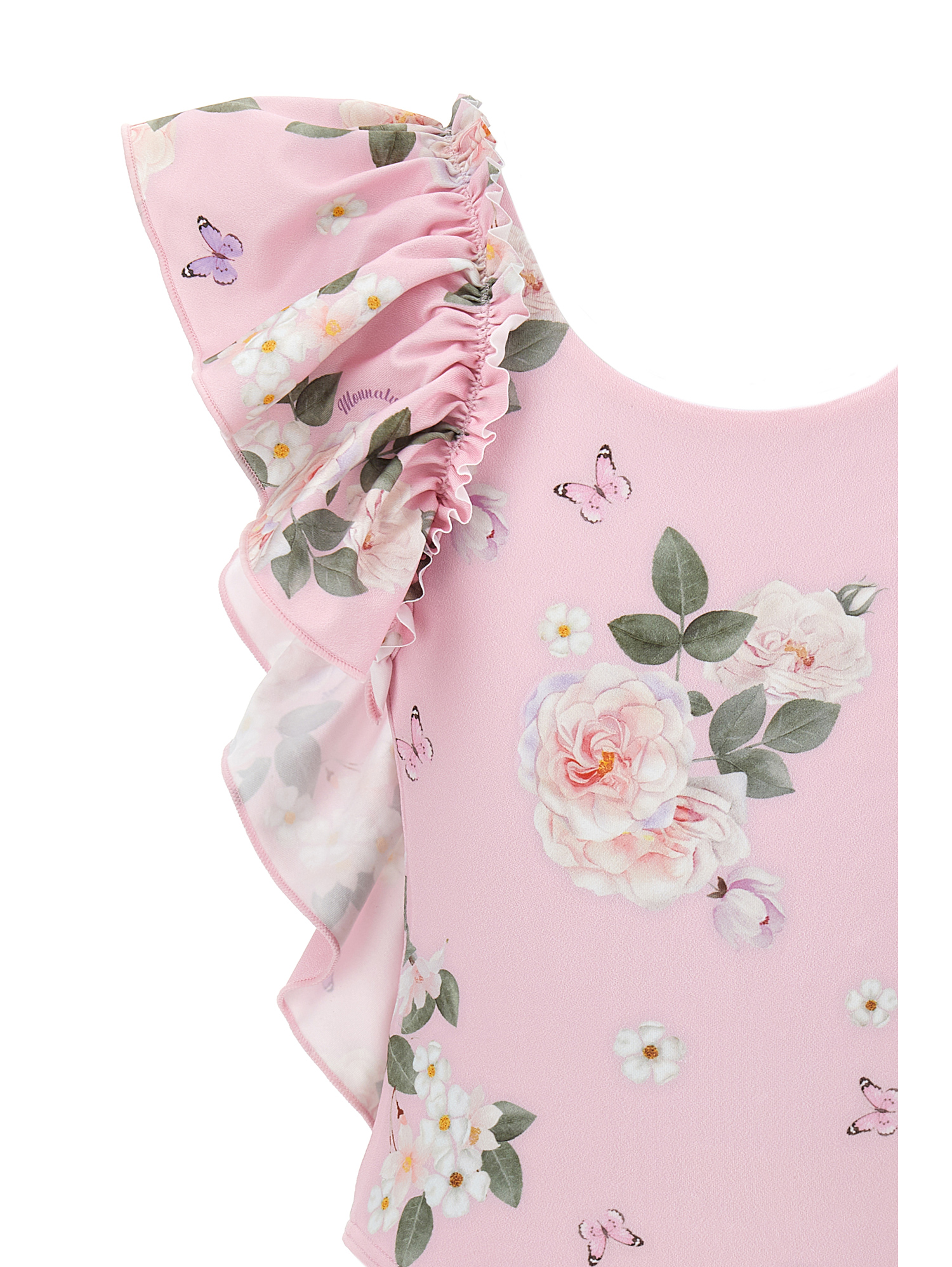 Monnalisa Floral One-piece Swimsuit In Rosa Fairy Tale