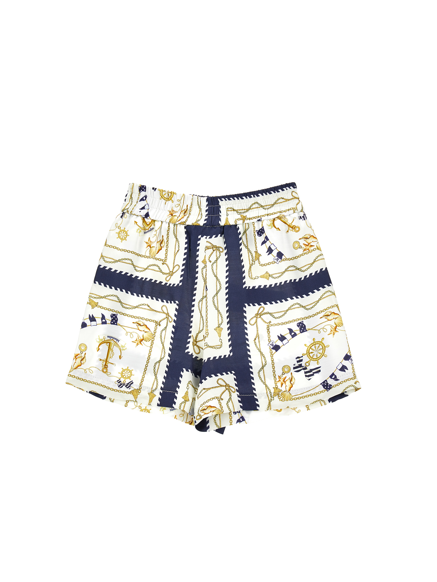 Monnalisa Babies'   Satin Marinière Shorts In White + Blue