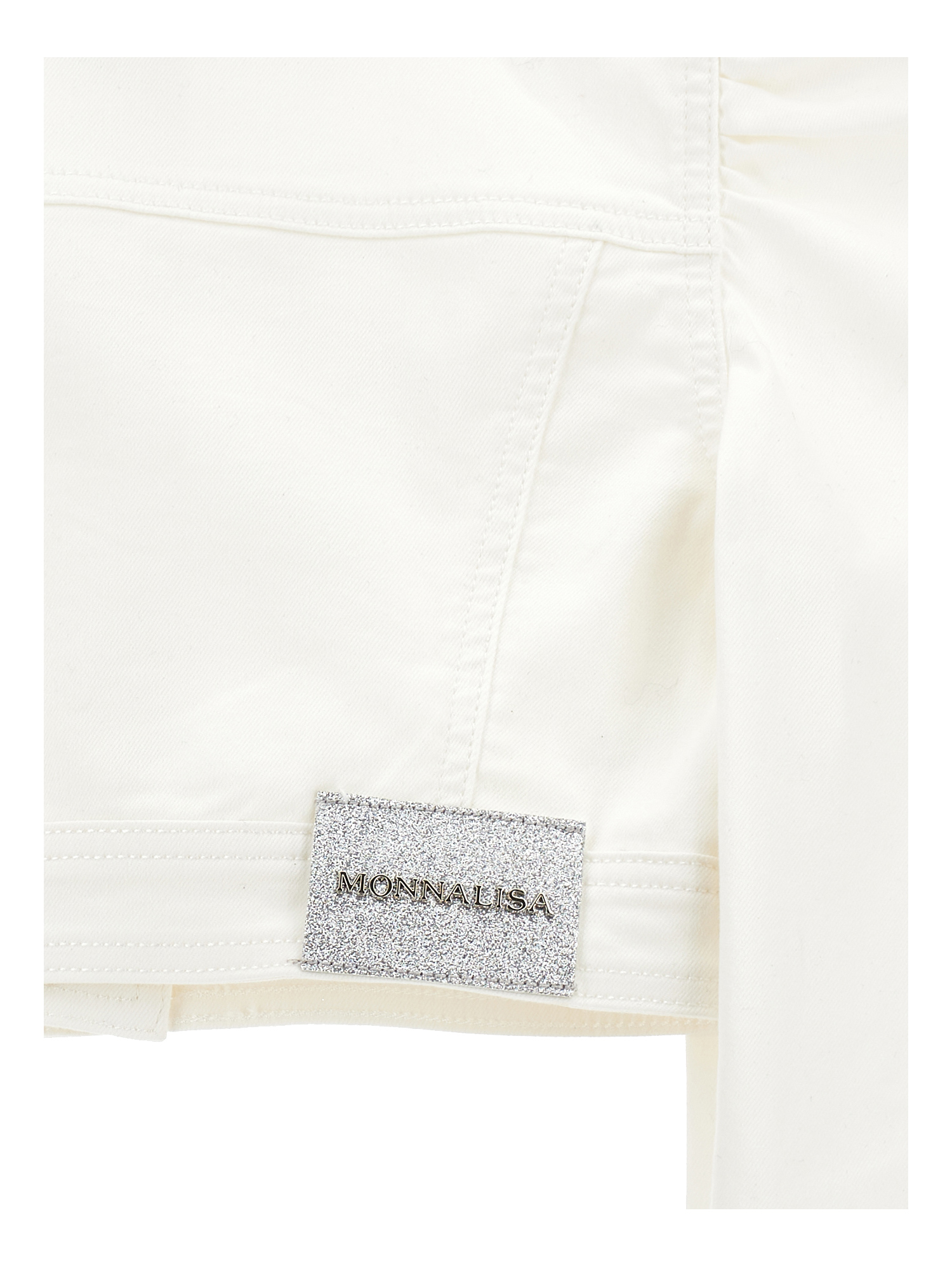 Monnalisa Denim Jacket With Jewel Buttons In Cream